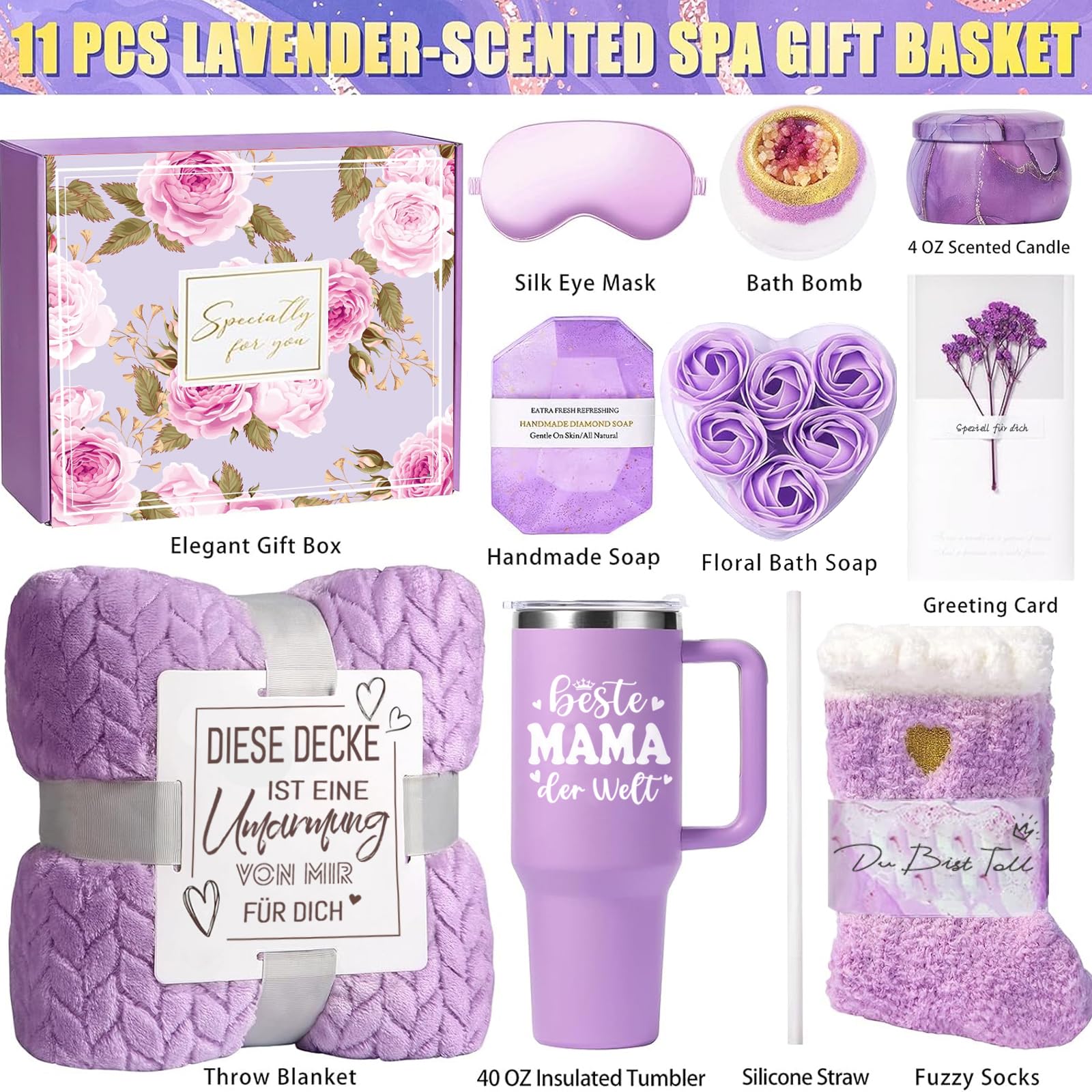 Geschenke für Mama, Beste Mama Geschenk für Geburtstag Weihnachten, Entspannende Spa Geschenk Korb Care Paket, Geschenk für Mutter von Tochter ＆ Sohn