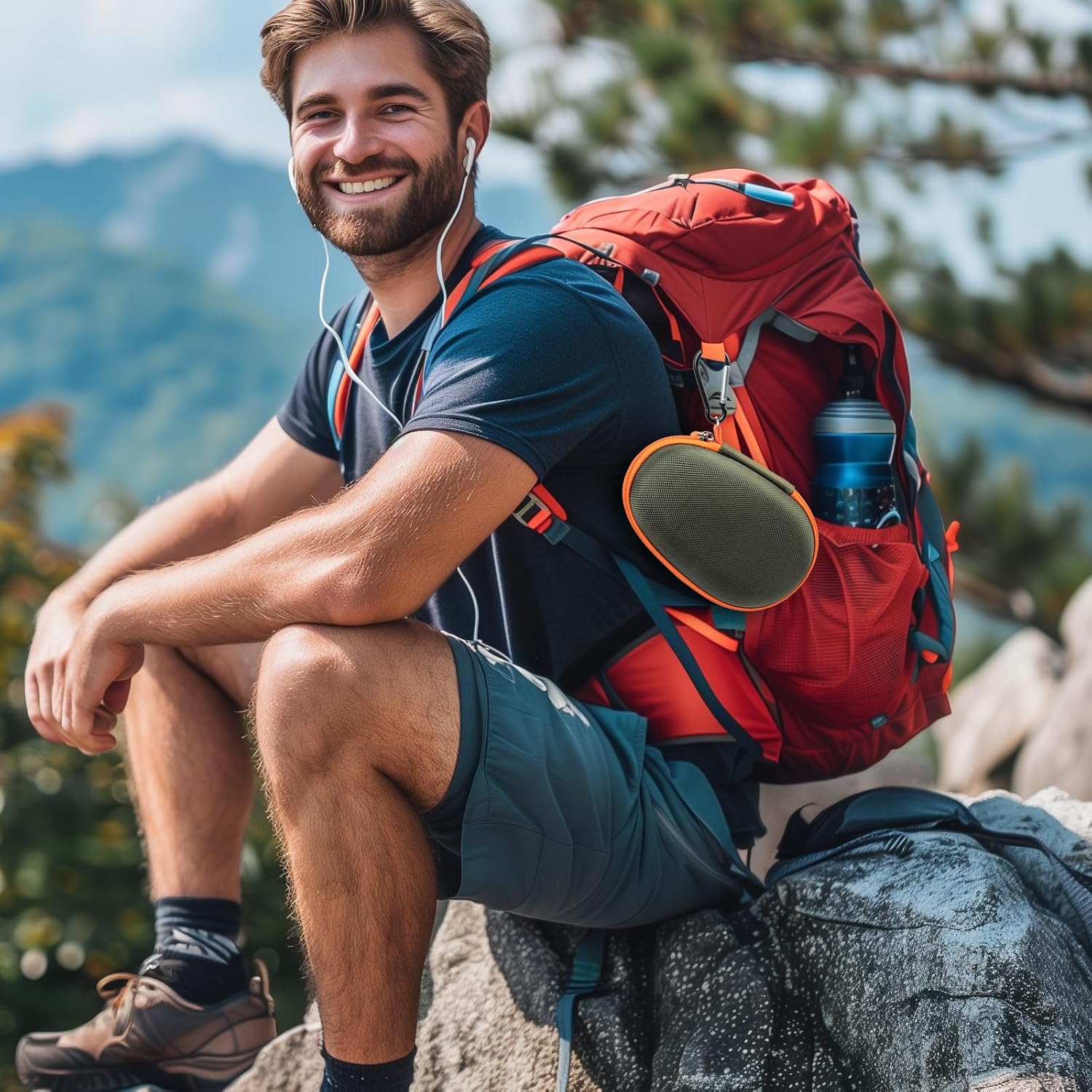 Protective Case Cover Bag for JBL Clip 5/4 Bluetooth Speaker, Portable Speakers Carrying Storage Organizer with Carabiner for Charger & Cable-Case Only (Green) - Image 8