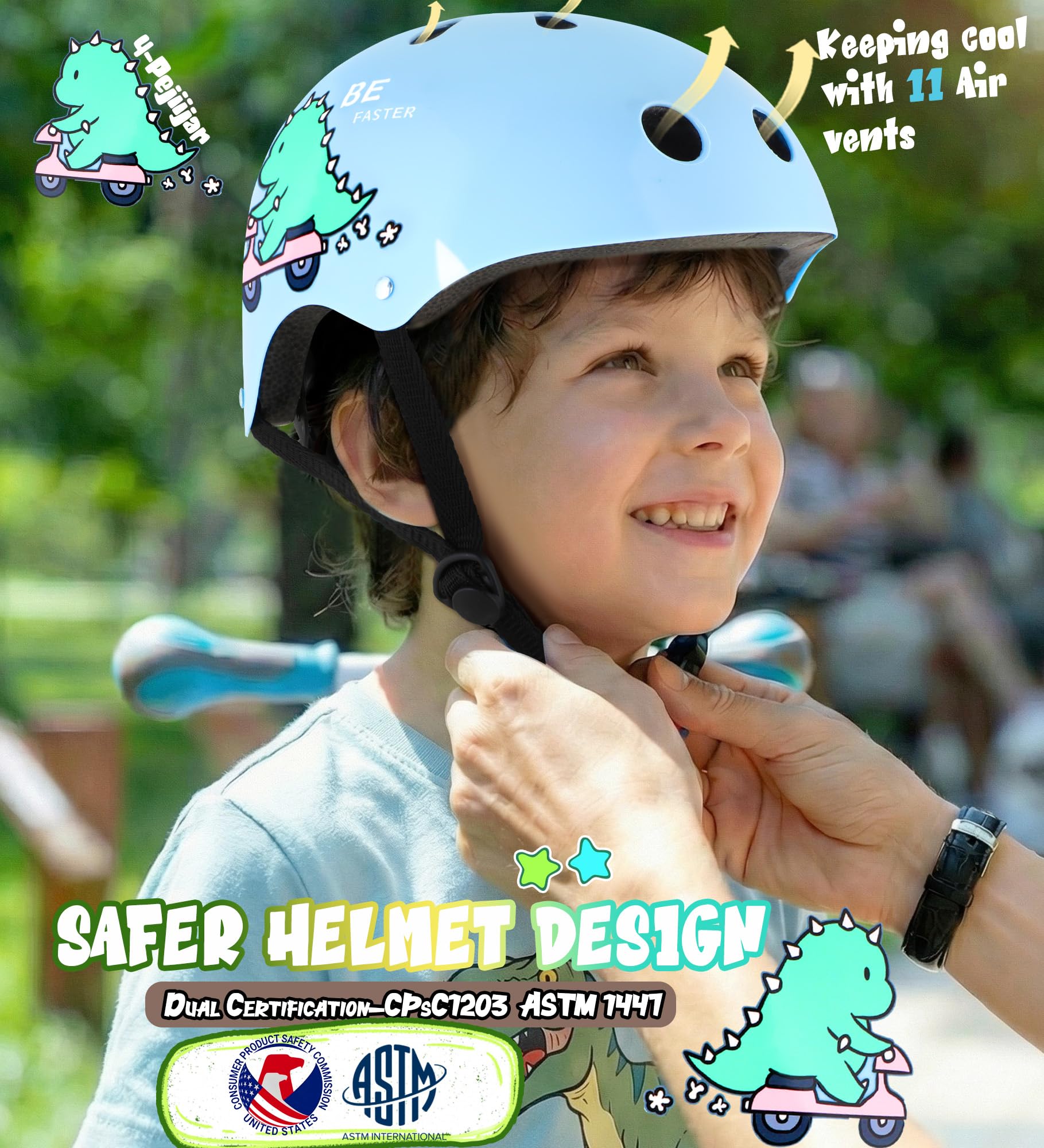 Licorne Casque Vélo Enfant Casque Ajustable pour Filles Garçons avec Réglables Genouillères et Coudières Équipement de Protection pour Cyclisme Scooter Roller Skateboard 48-56 cm 3-12 Ans