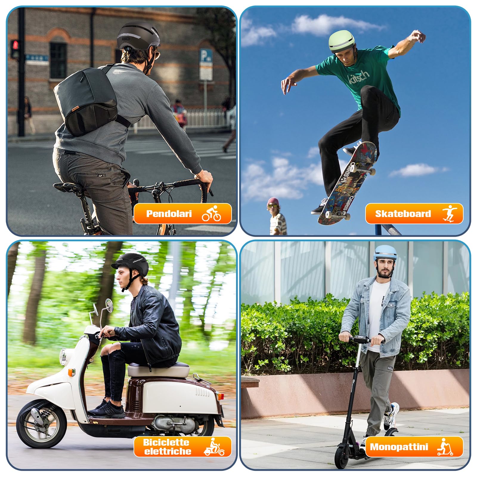 Shinmax Casco Bici Uomo e Donna con LED Indicatori di Direzione, USB Ricaricabile, Visiera Rimovibile, Casco Bicicletta per Ciclismo Urbano, Trekking, Commuting e Monopattino Elettrico