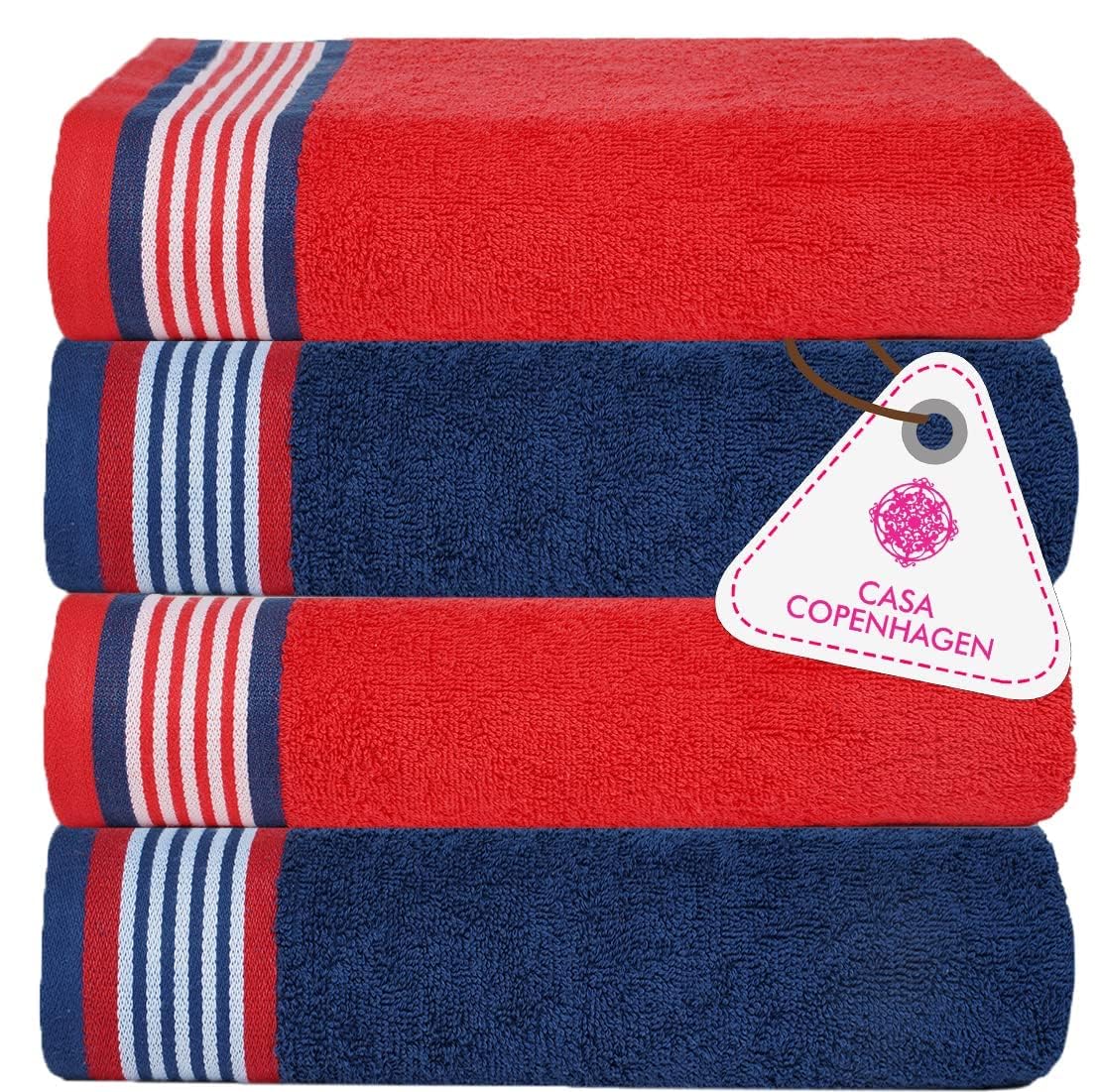 Casa Copenhagen Germany Design - He & She Collection 100% Super Soft Cotton 4 Piece Hand Towels Set (Size : 40 x 60 cm) - Grey Violet & Dusty Blue