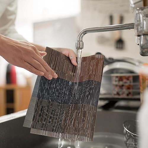 Miniatura 4 de fanquare Manteles individuales a rayas de 18 x 12 pulgadas, manteles individuales de PVC para mesa de comedor, manteles individuales duraderos