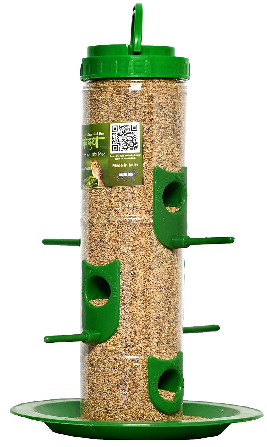 Hanging Food Feeder for Outdoor & Garden, Large Bird Feeder for Balcony | 900 Capacity I Premium Hard Plastic Weatherproof (Pack of 1 Pcs)