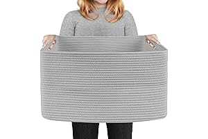 22.8" X 14.9" X 11.8" Rectangle Cotton Rope Storage Baskets with Grey Wicker