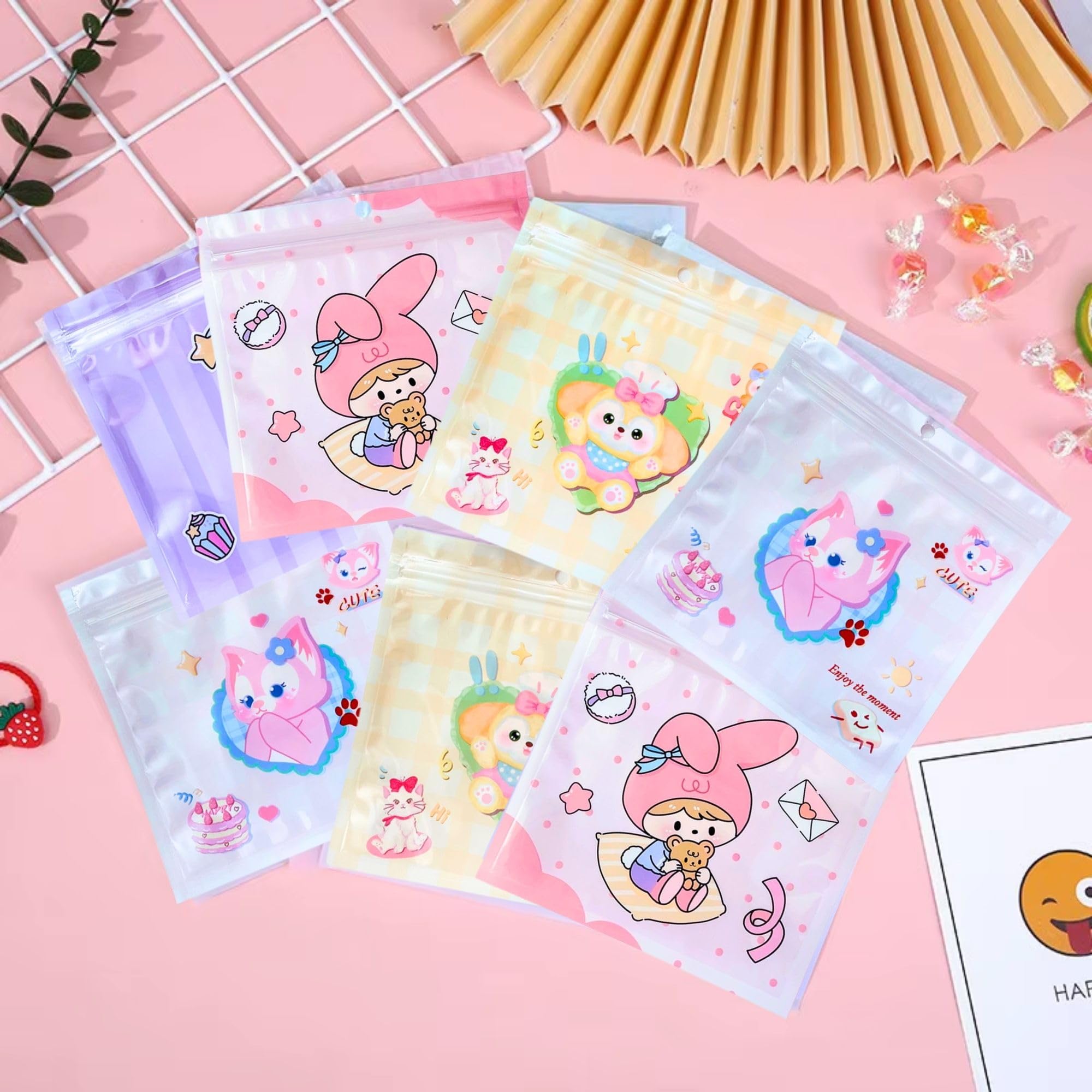 Birthday Popper 50 Pcs Cartoon Theme Small Ziplock Gift Pouches – Assorted | Reusable Zip Lock Bags | Size 13.5 cm | Fancy Gift Bags for Birthday Return Gifts, Candy, Small Treats or Snacks-image-11