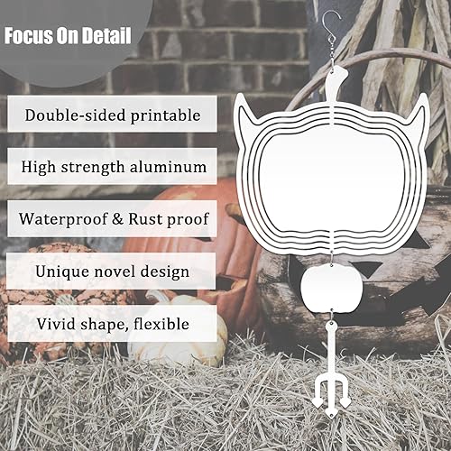 Miniatura 4 de Paquete de 4 hilanderos de viento de sublimación de Halloween de 8 pulgadas, escultura de viento de metal de aluminio 3D, molinillos cinéticos para