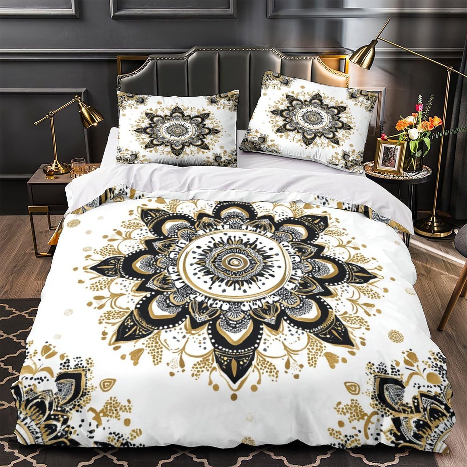 Housse de couette 140x200 mandala zippée pour lit d'ado sensible