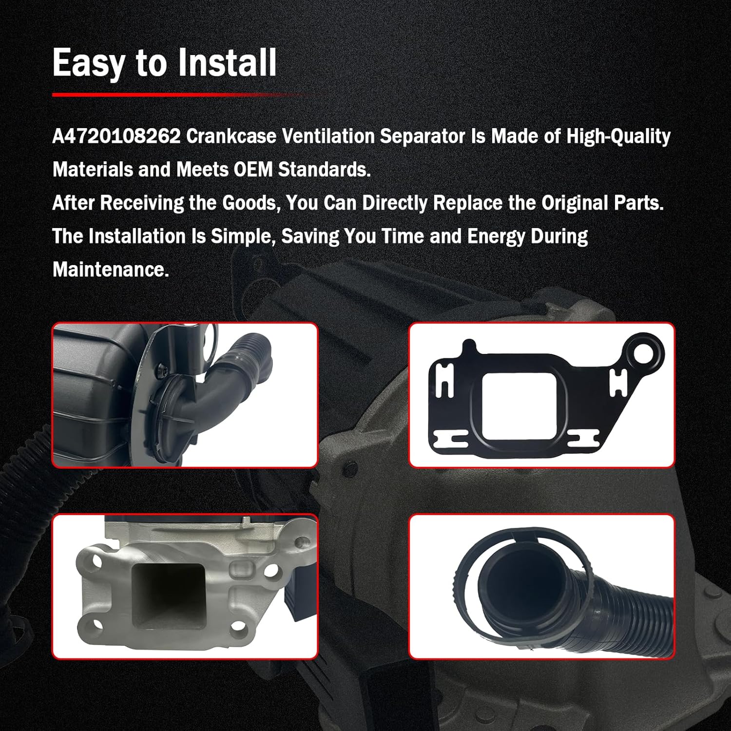 A4720108262 Crankcase Ventilation Separator with Gasket Fit for Freightliner Trucks, Compatible with 2010-2025 Detroit DD13/DD15 & Mack MP8 Engines, Replace # A4720104262 A4720102862 A4720105262