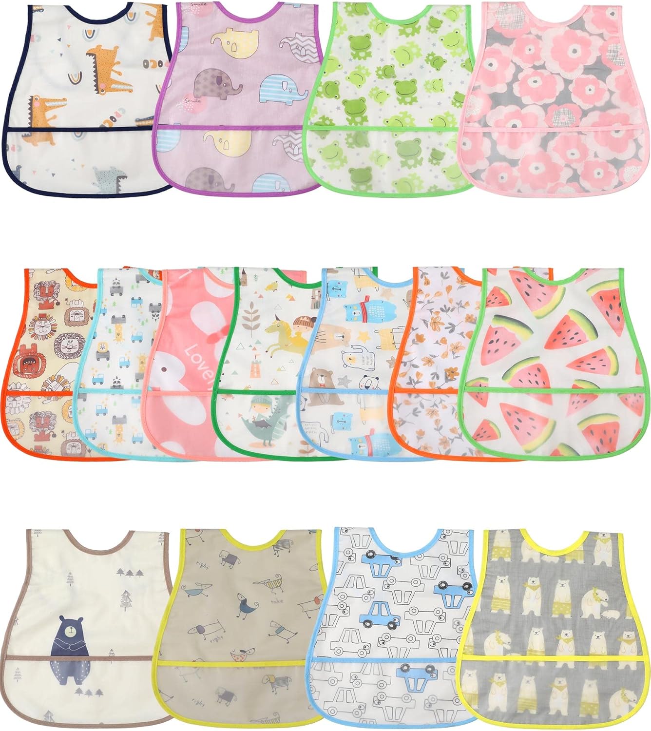 15 Pack Baby Bibs Set Waterproof Toddler Feeding Bibs with