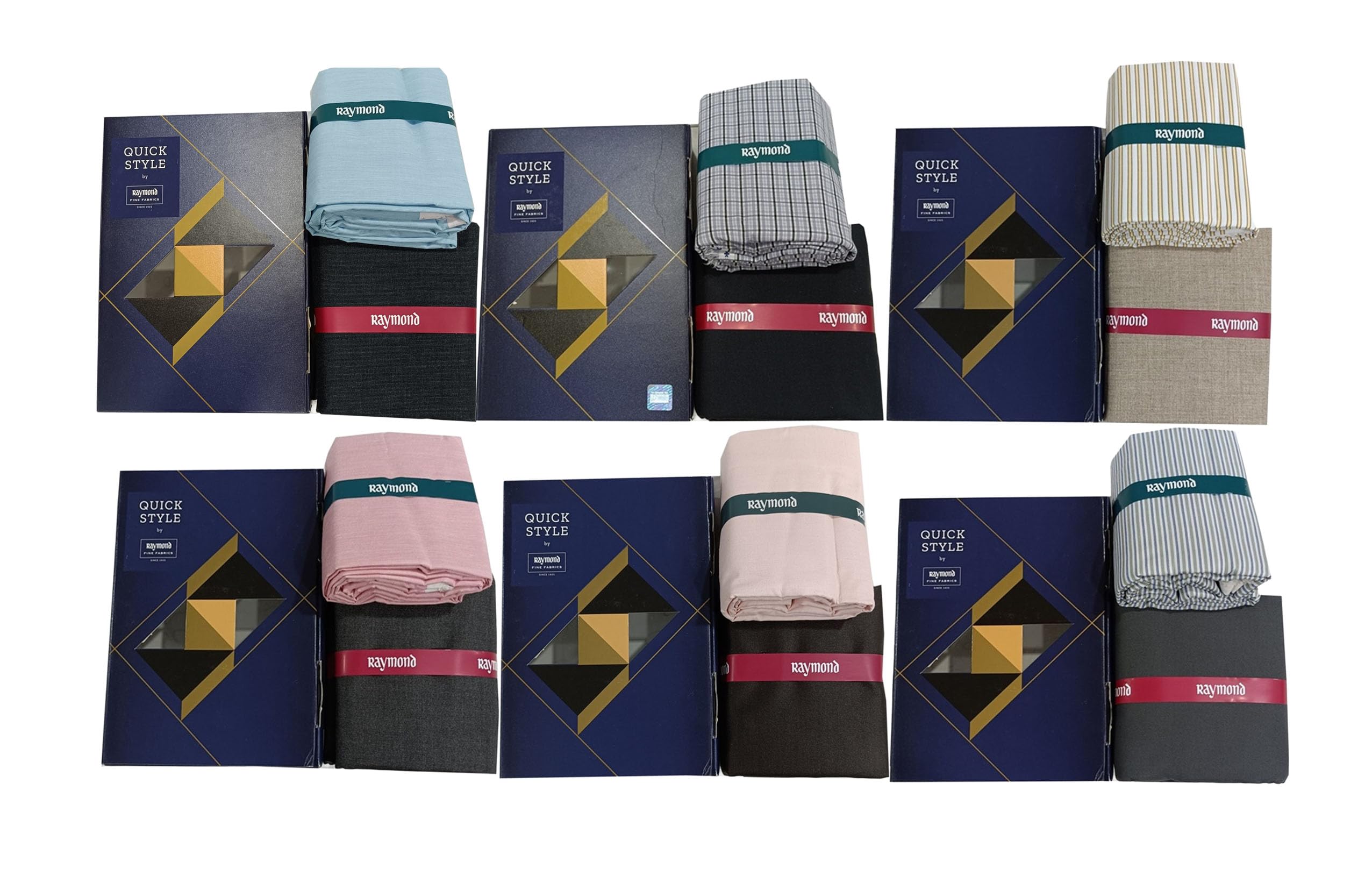 Raymond Quick Style Unstitched Shirt & Pant Fabric Combo Pack of 6 | Premium Formal Shirt Fabric with Trouser Fabric | Men's Office Wear, Business & Party Fabric Set-image-35