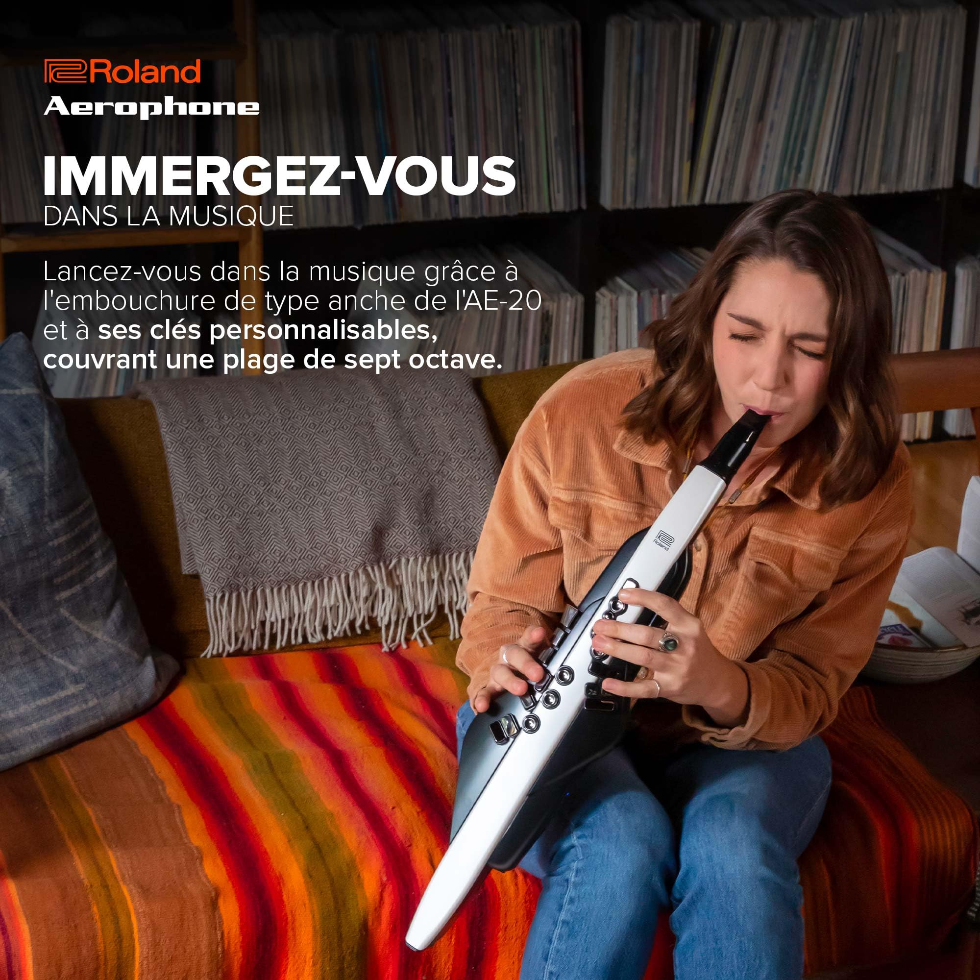 Roland AE-20 Aerophone | Instrument à vent numérique premium | Sons SuperNATURAL Acoustic et technologie évoluée ZEN-Core | Ultra réactif aux nuances | Plus de 250 sons | Bluetooth