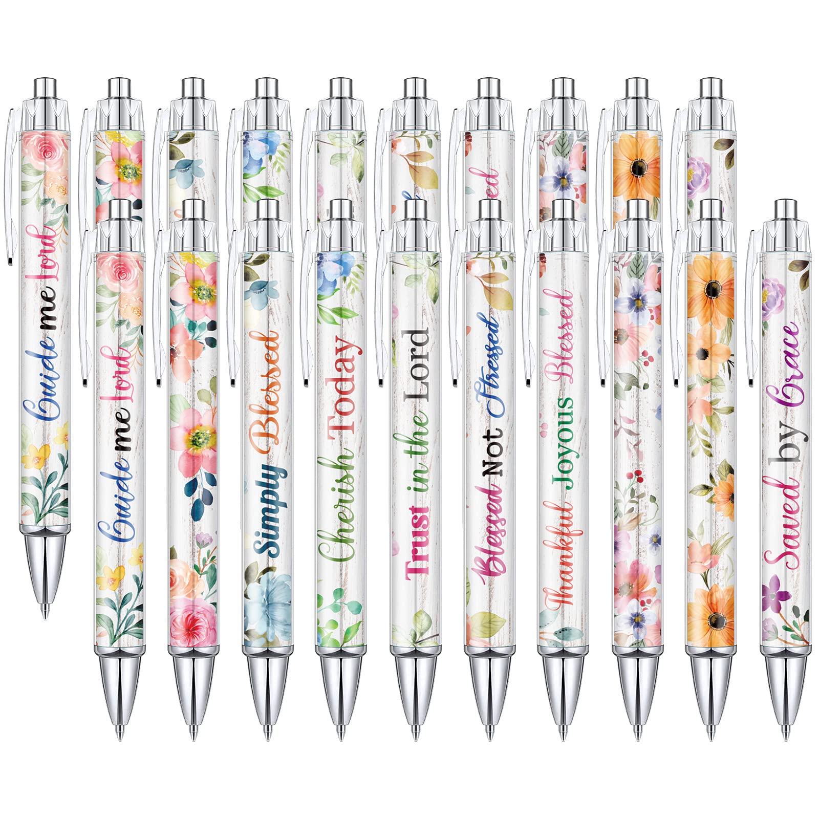 Sabary Bible Verse Ballpoint Pens Christian Flower Inspirational Quotes Funny Office Retractable Ink Ballpoint Pens for Women Men Colleague Coworker