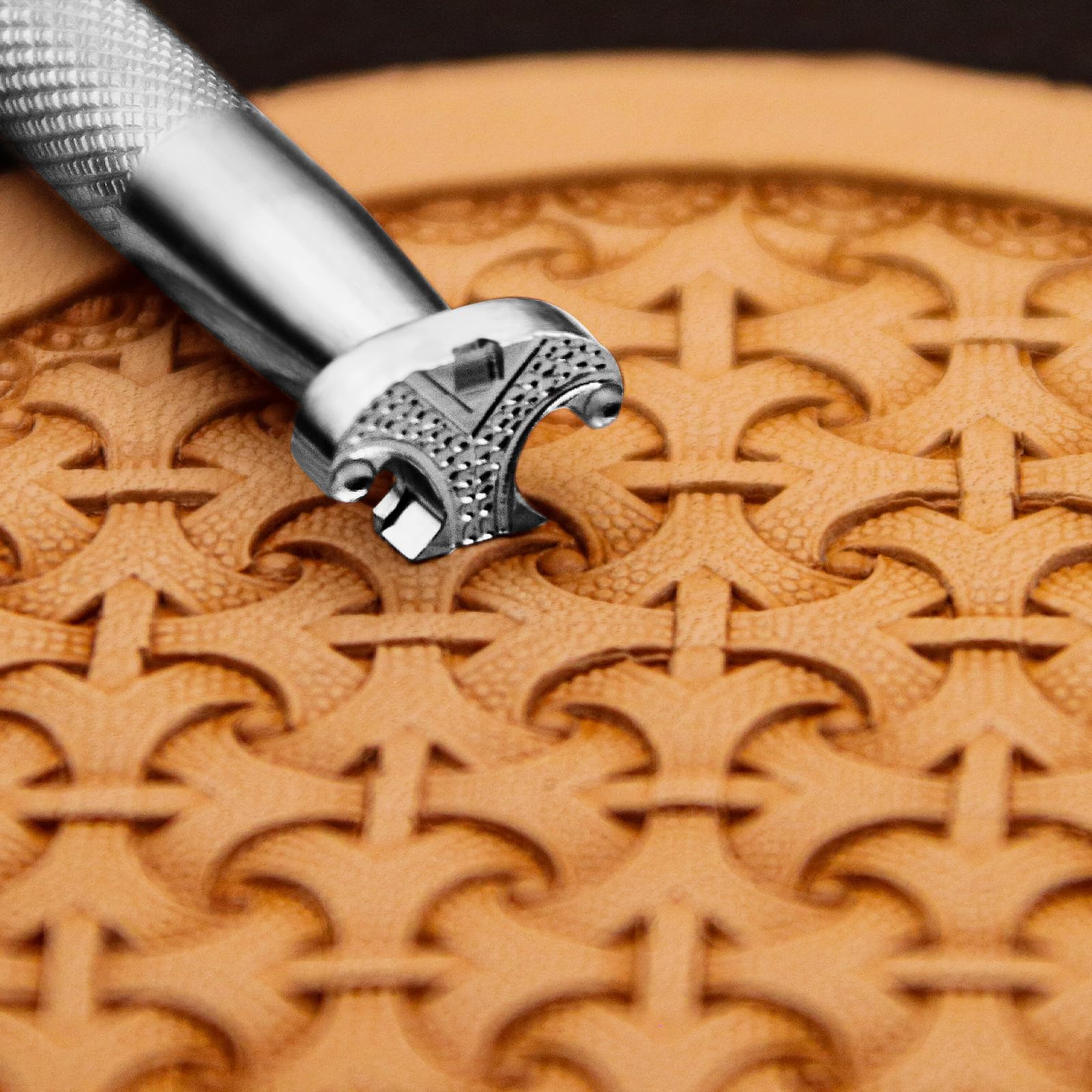 Lowhigh Sliver Armor Patten Leather Stamp Traditional Geometric Leathercraft Stamping Tool 304 Stainless Steel Carving For Diy Crafttool (12Mm*8Mm)