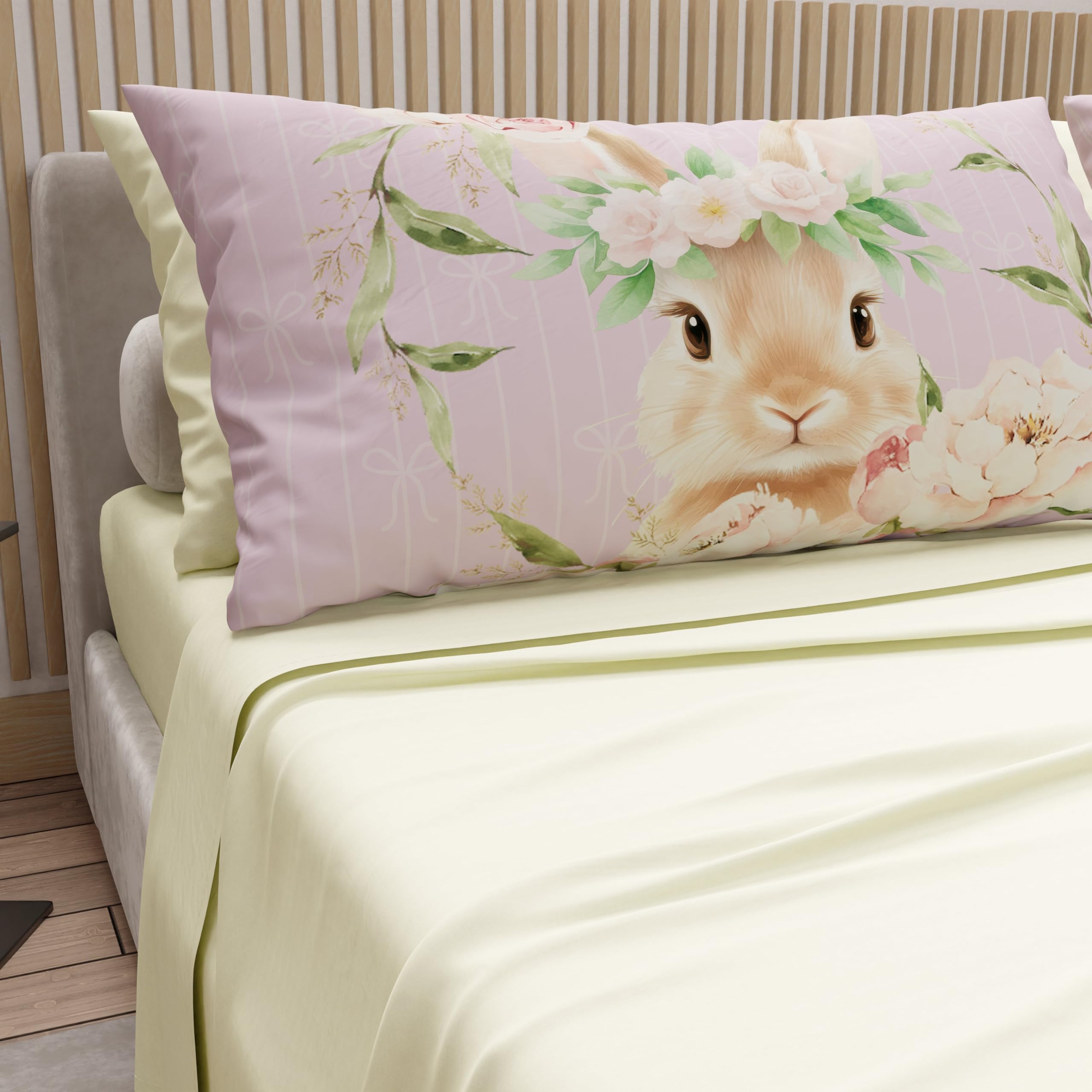 PETTI Artigiani Italiani - Easter Cotton Sheets with Pillowcases in Digital Print, Double Bedsheets, Easter Double Bed Set, 17 Cream