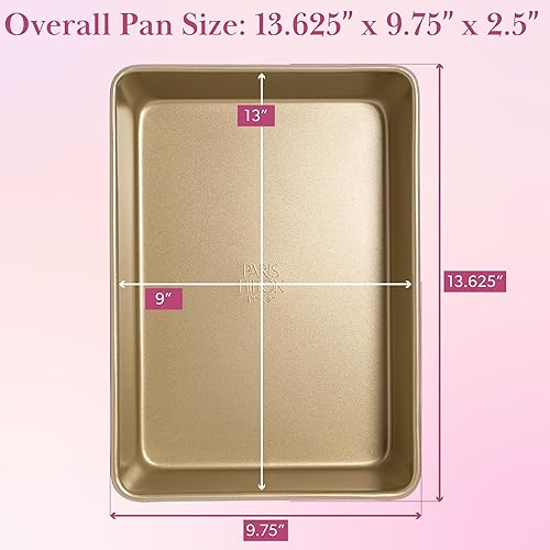 Miniatura 5 de Paris Hilton Colección de utensilios para hornear de acero al carbono antiadherente, sartén multiusos de 13 x 9 pulgadas, apto para lavavajillas,