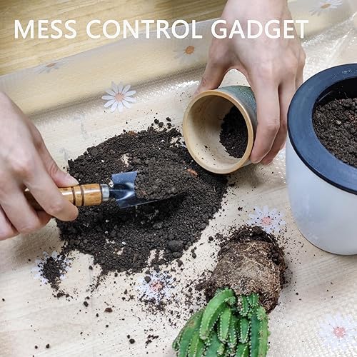 Miniatura 6 de Azureblue Tapete de trasplante para plantas de interior, impermeable, transparente, plegable, bandeja de trasplante, bandeja de jardinería portátil