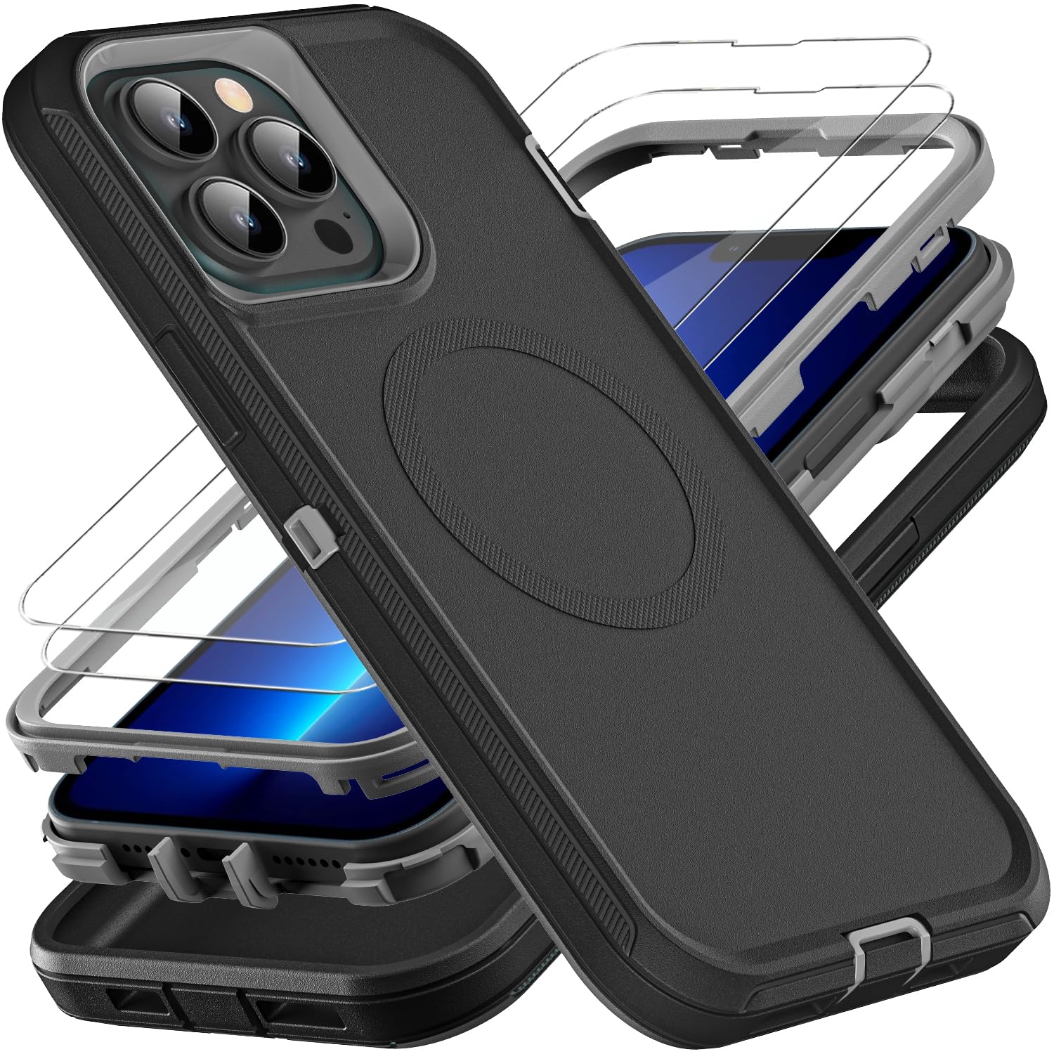 Coque iPhone 13 Pro Max protection 3 en 1抗震 anti-chute verre