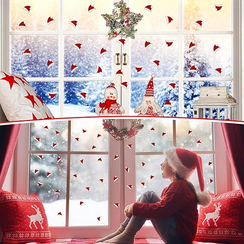 Miniatura 6 de 60 calcomanías de fieltro para sombrero de Papá Noel para niños, Navidad con purpurina 3D, sombrero de Papá Noel, gorra de Santa con purpurina,