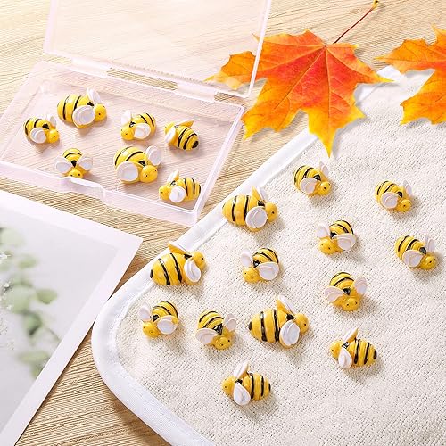 Miniatura 5 de CCOZN 50 piezas de abejas diminutas de resina, adornos de abejorros de jardín con caja, corona de abejas, decoración de abejas para manualidades,