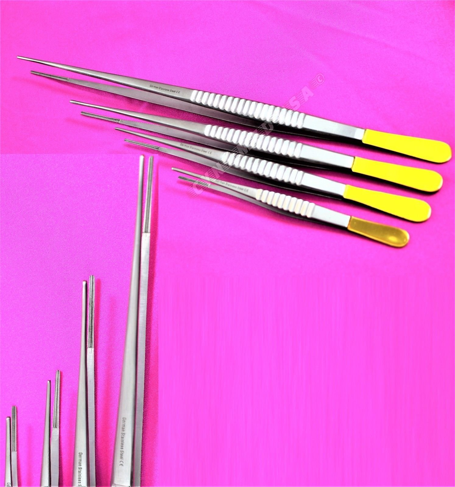 New Premium German Set of 4 Each Debakey Artery Atraumatic Tissue Vascular Forcep Gold 6 inches Plus 8 inches Plus 10 inches Plus 12 inches Set of 4 Each