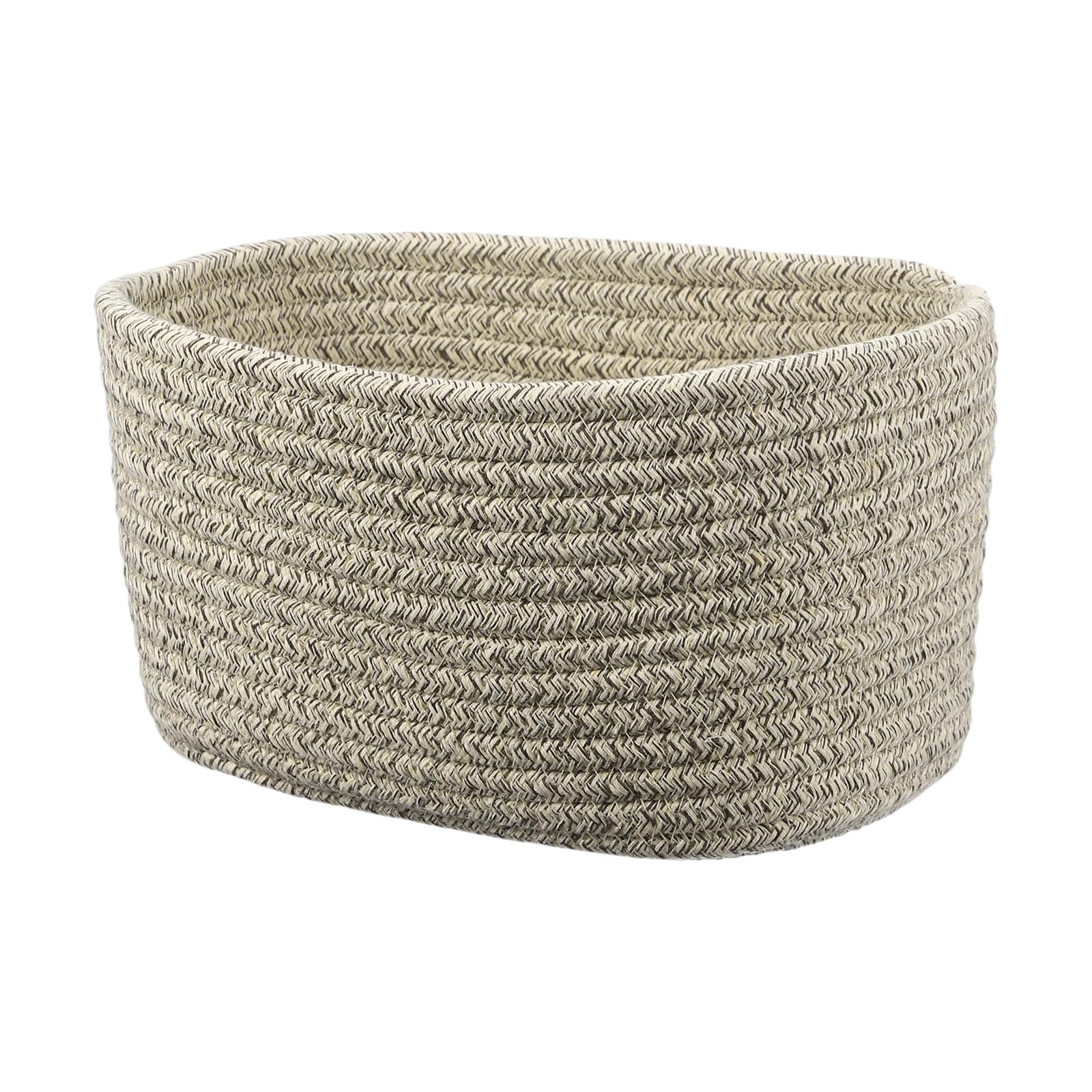 sourcing map Small Woven Basket, 21x15x12 cm Rectangular Rope Basket Decorative Gift Chest Box Cute Mini Woven Storage for Organizing Shelf Storage Bedroom Home Decor, Light Gray