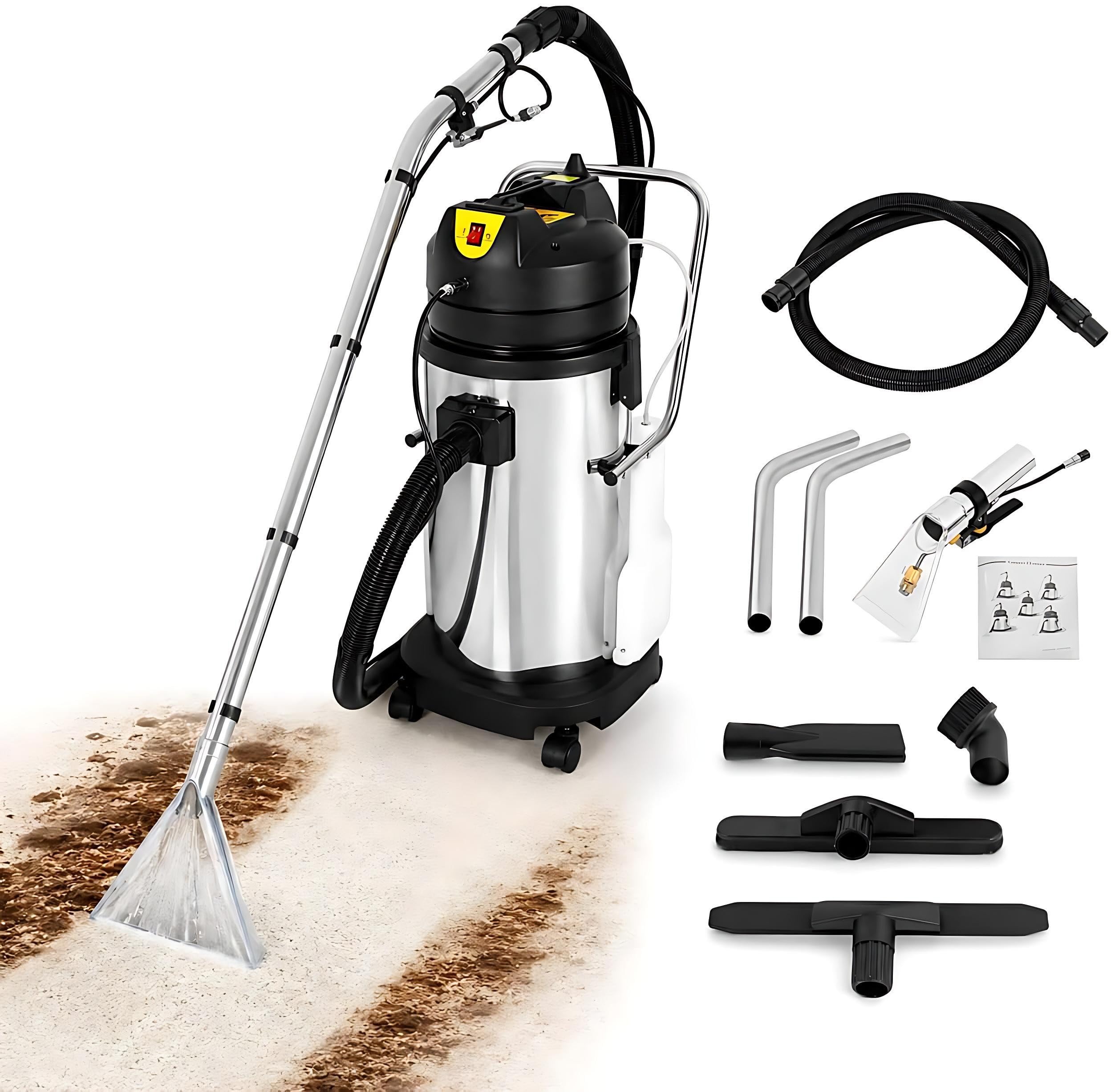 Limpiadora de Alfombras Profesional 3 en 1, Aspiradora de Agua y Polvo 40L 1034W, Máquina de Limpieza Profunda para Tapicería, Sofá, Coches y Cortinas con Cepillo INOX