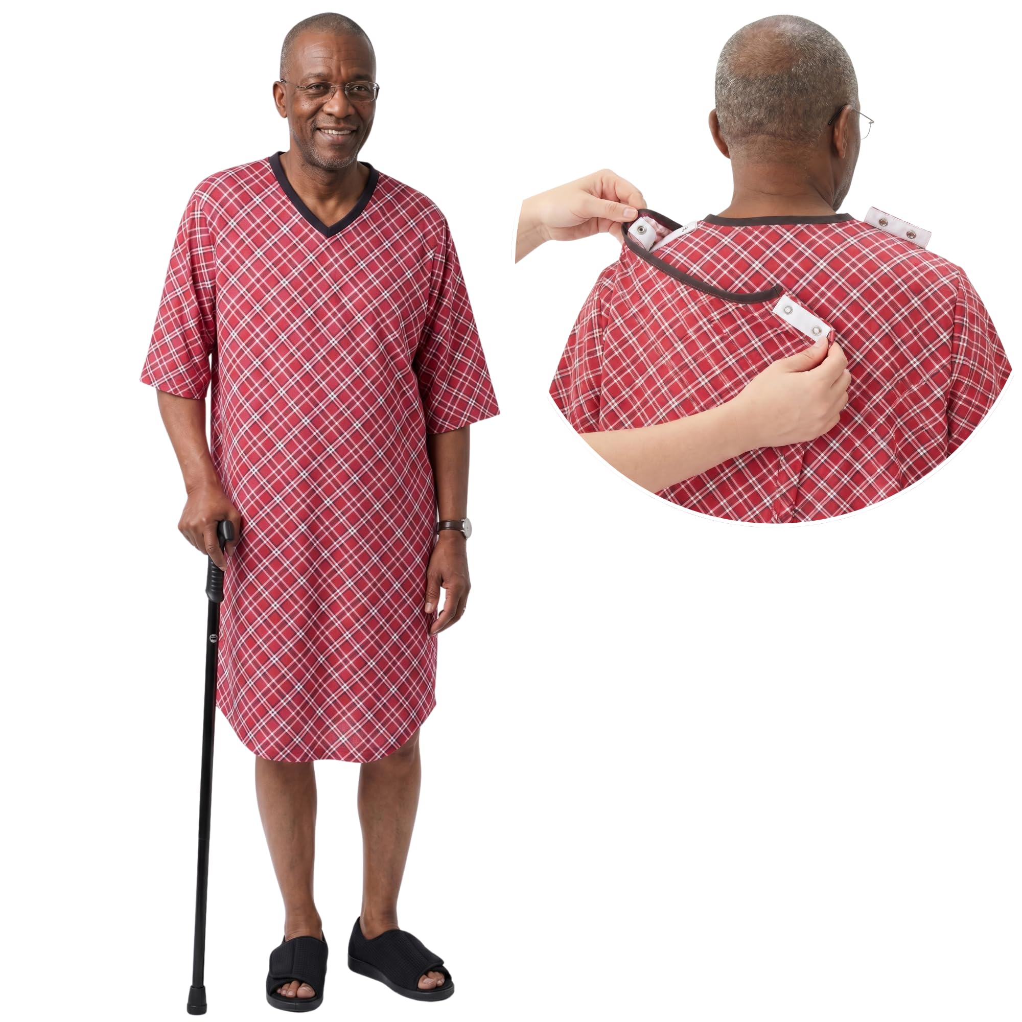 Silverts Men's Adaptive Open Back Hospital Gown, Assisted Dressing Apparel