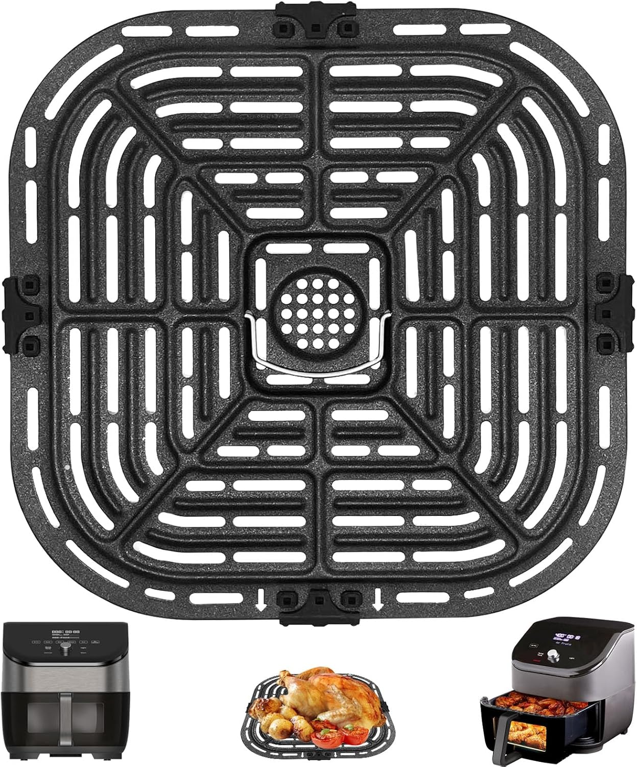 GXF Air Fryer Accessories for Instant Vortex Plus 6QT Clear Cook Air Fryer Instant Vortex Plus 6QT Air Fryer air fryer accessories Non-Stick replacement Parts Grill Pan Plate Rack Tray Crisper Plate