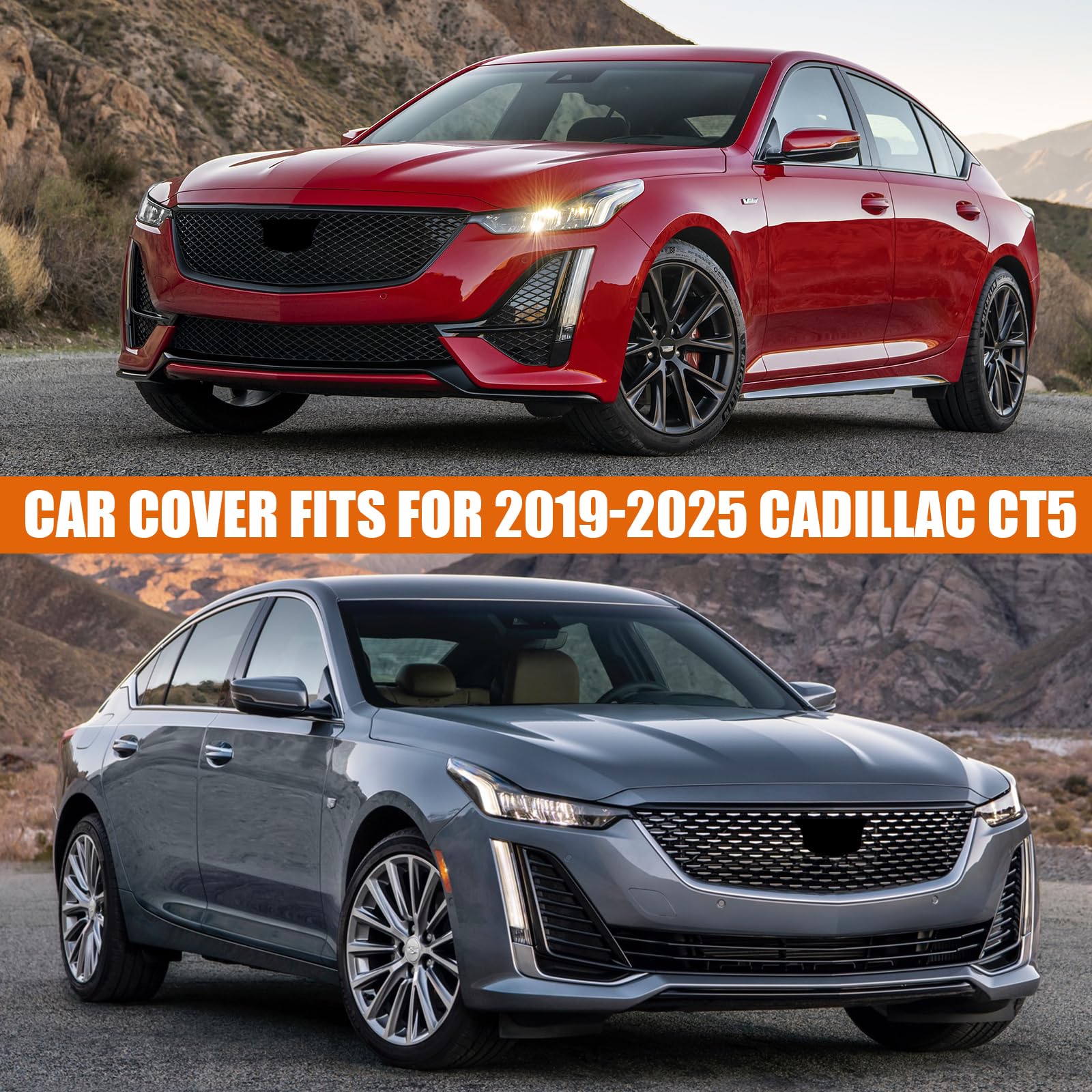 Waterproof Car Covers Replace for 2019-2025 Cadillac CT5 6 Layers All Weather Car Cover with Zipper Door Windproof — view 6