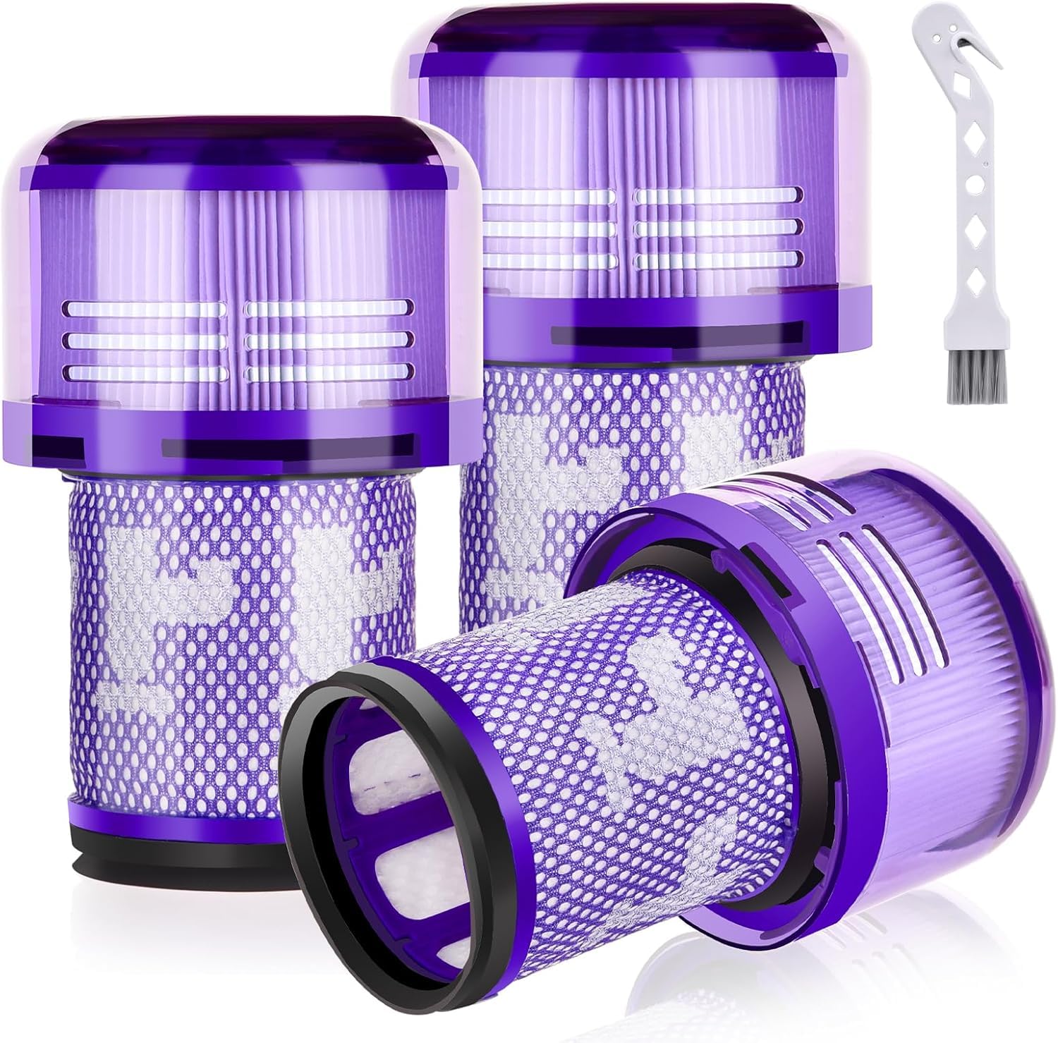 Leadaybetter 3 Stück Ersatzfilter Filter für Dyson V12 Detect Slim Absolute Staubsauger, Waschbar Ersatzteile Hepa Filter Zubehör mit 1 Bürste,Ersetzen Sie # 971517-01