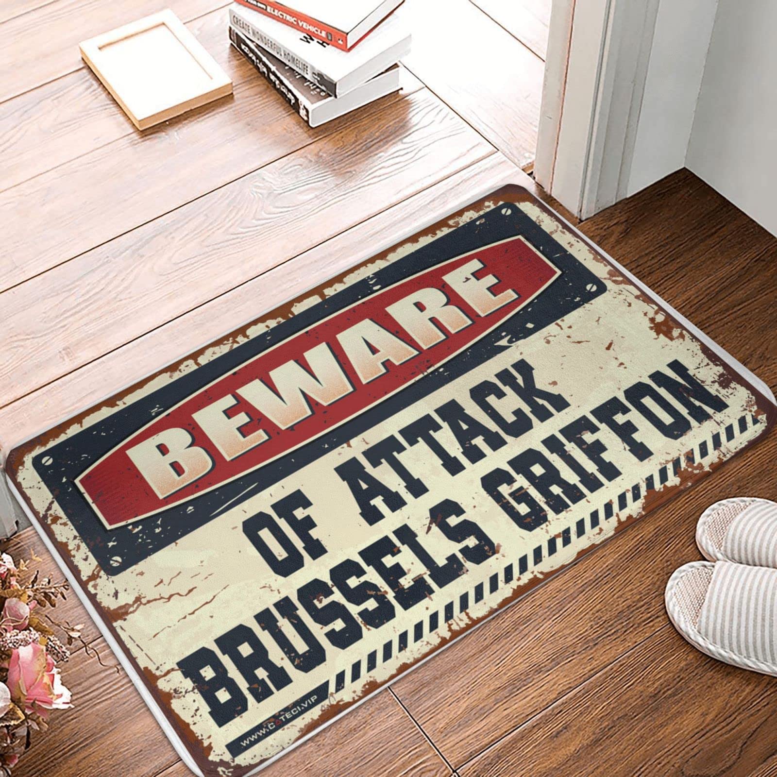 Tapis d'entrée Bruxelles Griffon grand format 65 x 90 cm ultra absorbant rustique