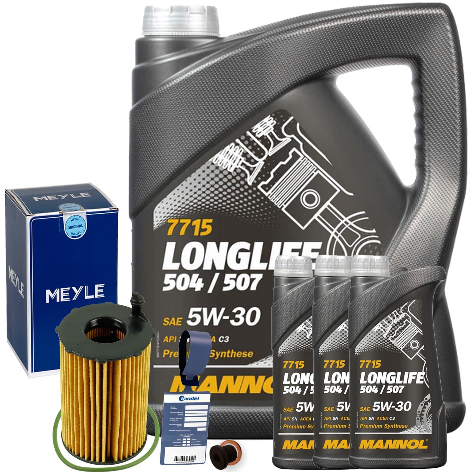 Meyle Filter Ölfilter+5W30 Öl | 1003220023+MN1801+257.807.011+Mannol 504 507.00 für 3.0 D Touareg Q5 Q7 A4 A5 A6 A7 A8
