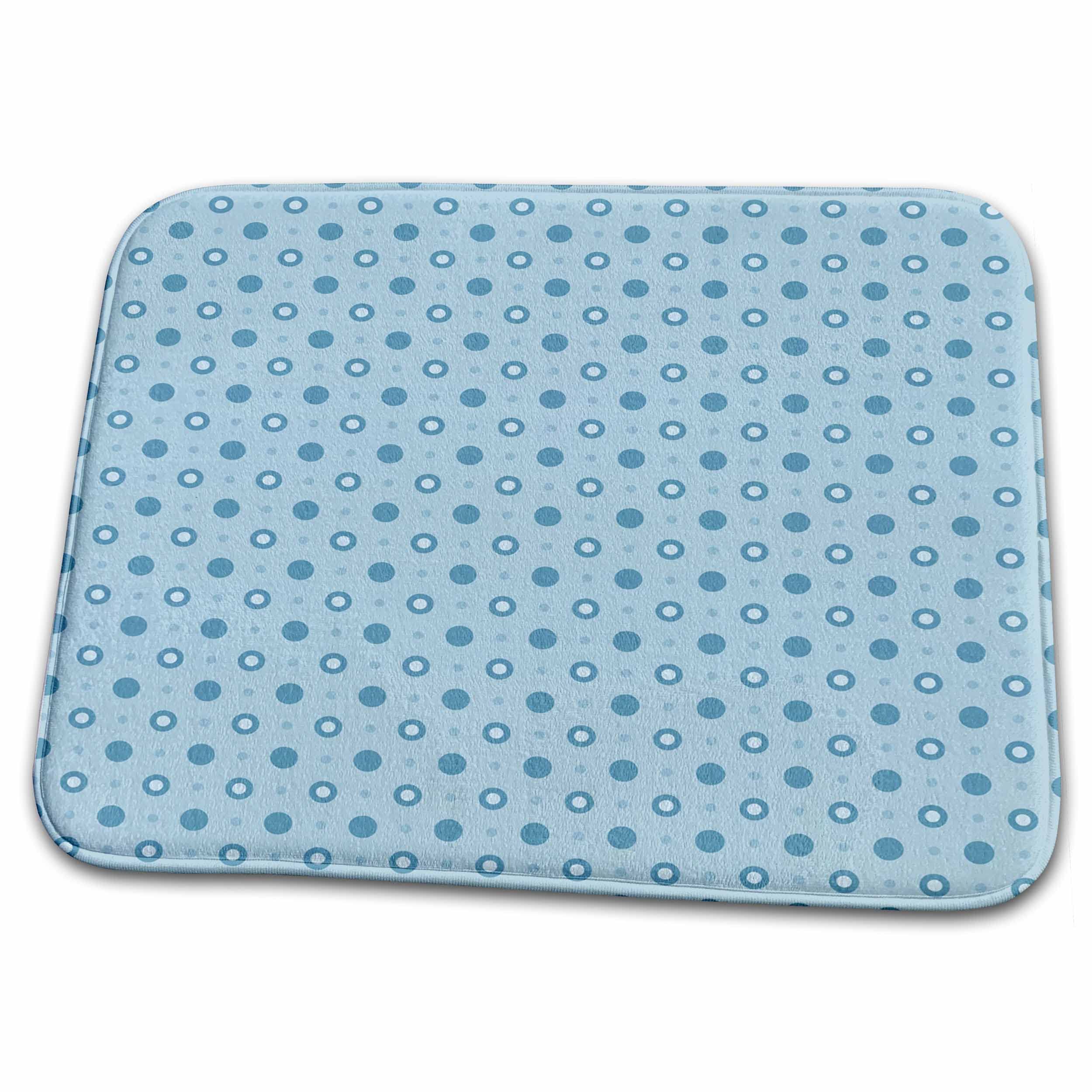 3dRose PS Creations - Aqua Blue Circles and Dots - Bathroom Bath Rug Mats (rug-123524-1)