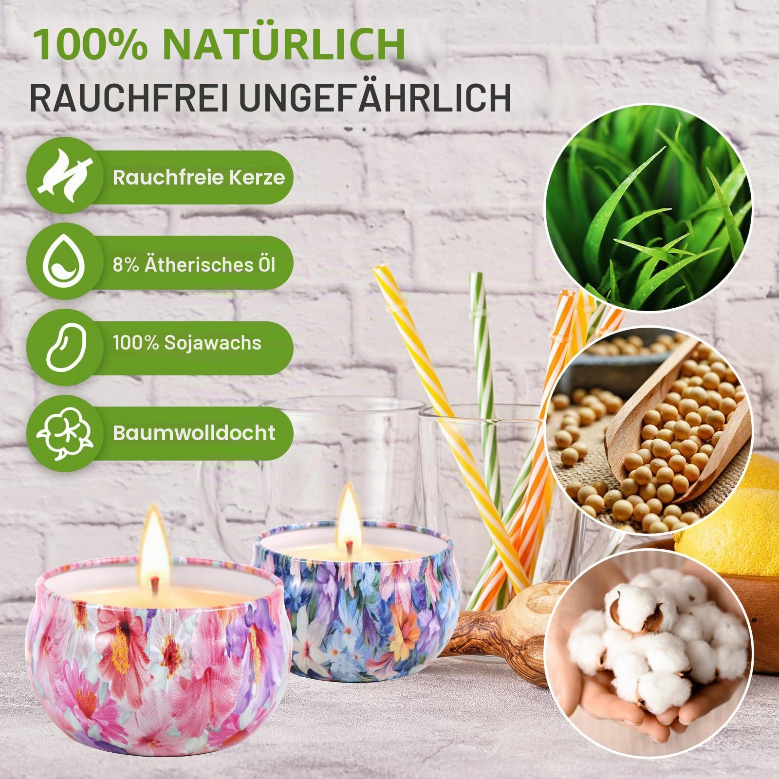 12 Stück Duftkerzen Geschenkset, Duftkerzen Set für Frauen, Scented Candle, Natürliches Sojawachs Kerze, kerzen geschenk für Weihnachten, Geburtstag, Valentinstag, Halloween (12 Düfte)