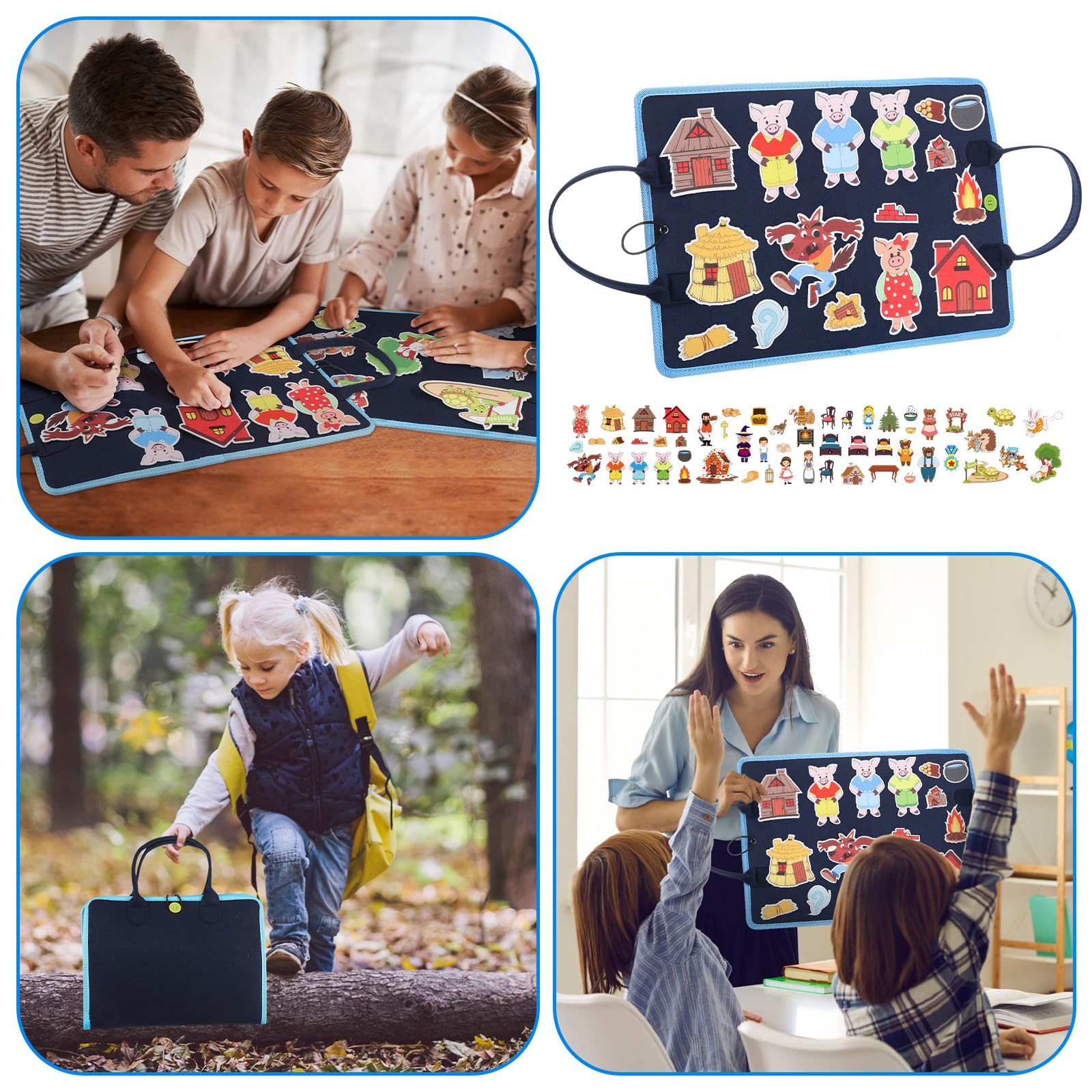 Pizarra De Fieltro Para Niños - Tablero Interactivo 104x75cm, Juguete Educativo Para Creatividad Y Cuentos