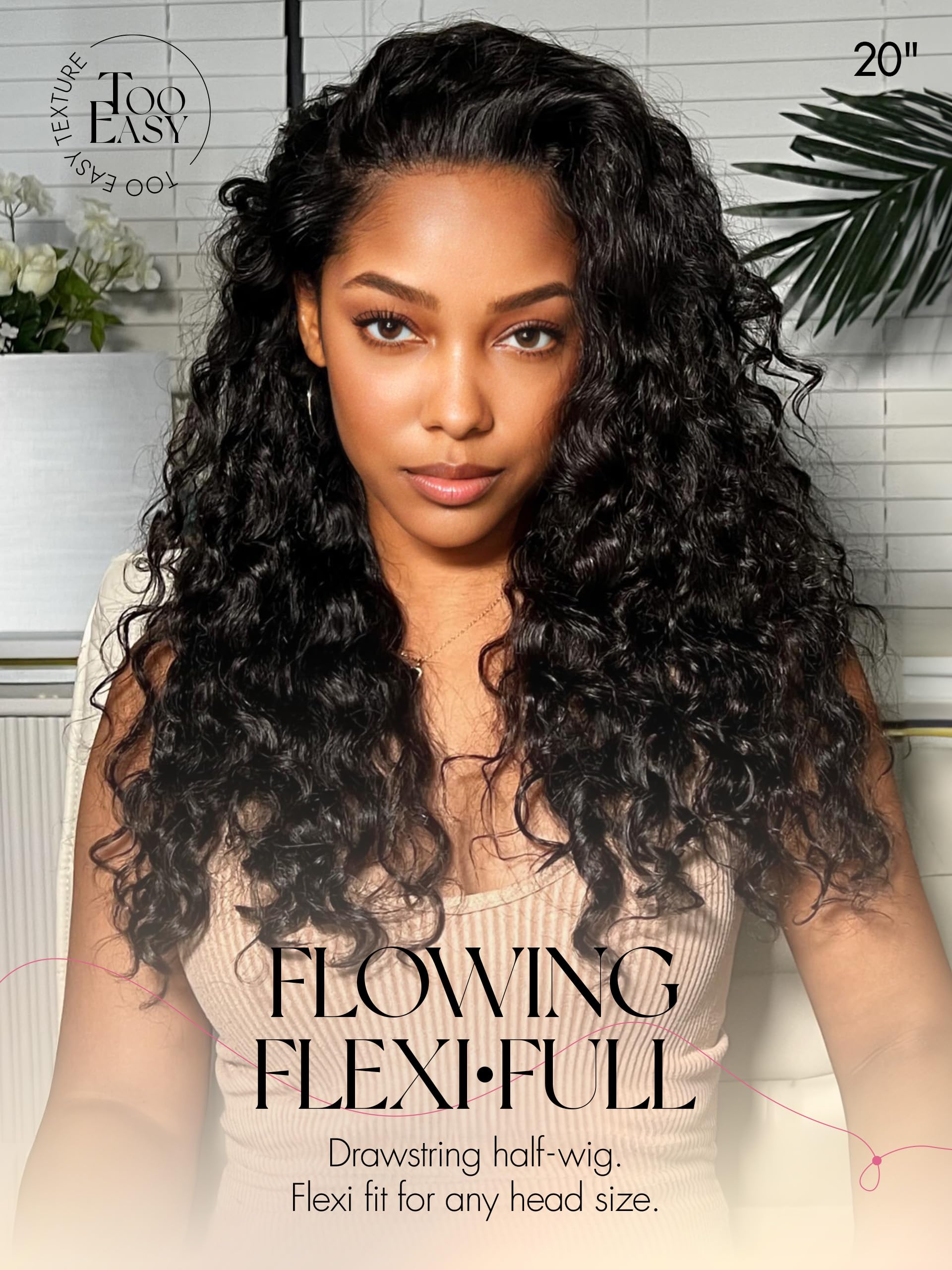 Water Wave Half Wig Human Hair Drawstring Secure Wear and Go Beginner Friendly Amazon.com : OQ Hair Water Wave Half Wig Human Hair  main image 2