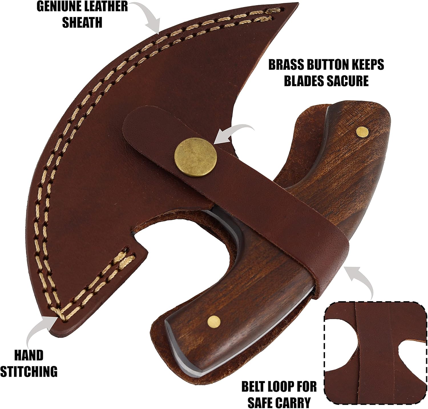 Custom Damascus Steel Ulu Knife Traditional Alaskan Damascus Ulu Knife with sheath Multi-Purpose Pizza Cutter, Vegetable Chopping, Boning Slicing Cutting Walnut Handle Leather Sheath