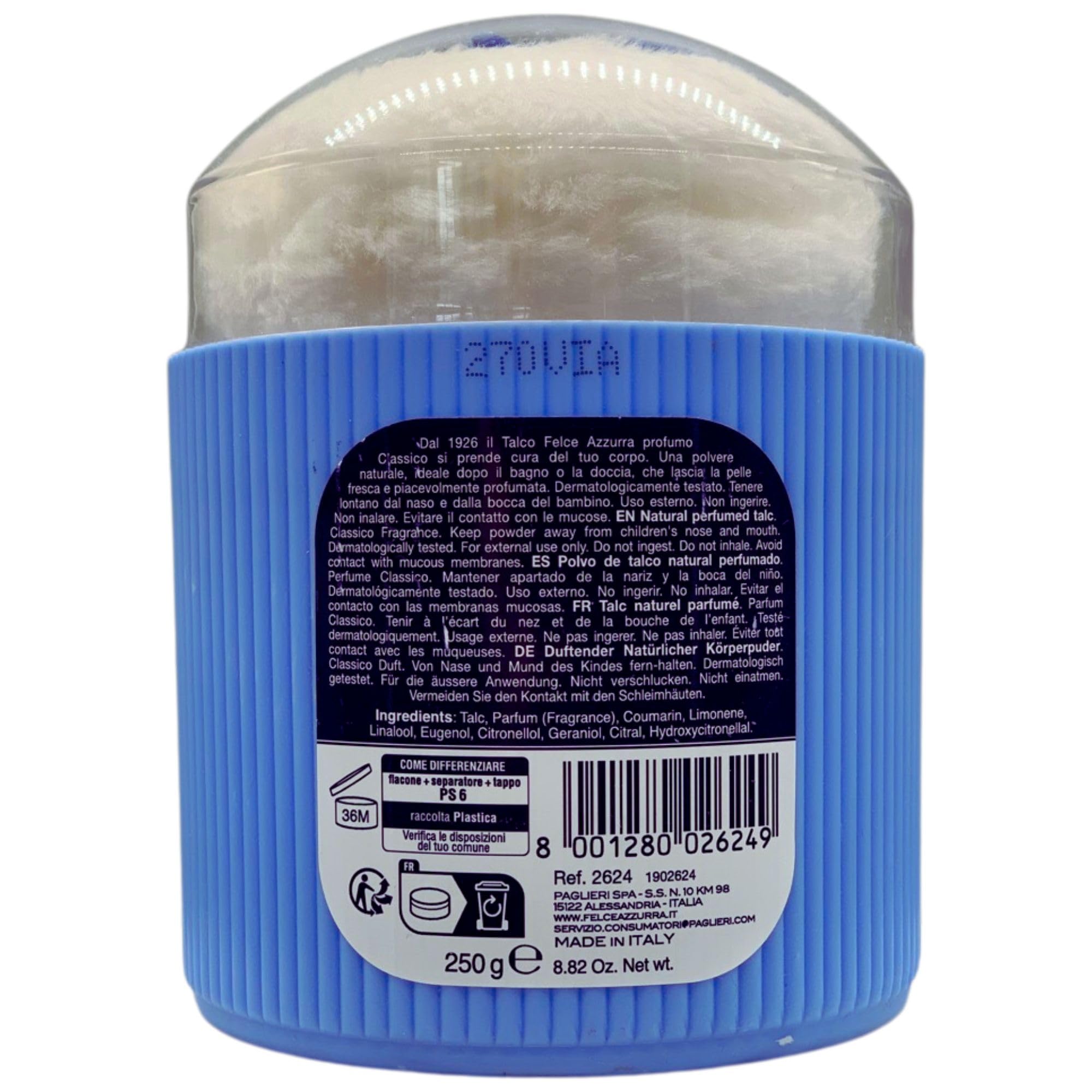 2x Barattolo TALCO Classico Con Piumino. Una Polvere Naturale, Ideale Dopo Il Bagno o La Doccia, Che Lascia La Pelle Fresca e Piacevolmente Profumata 250g