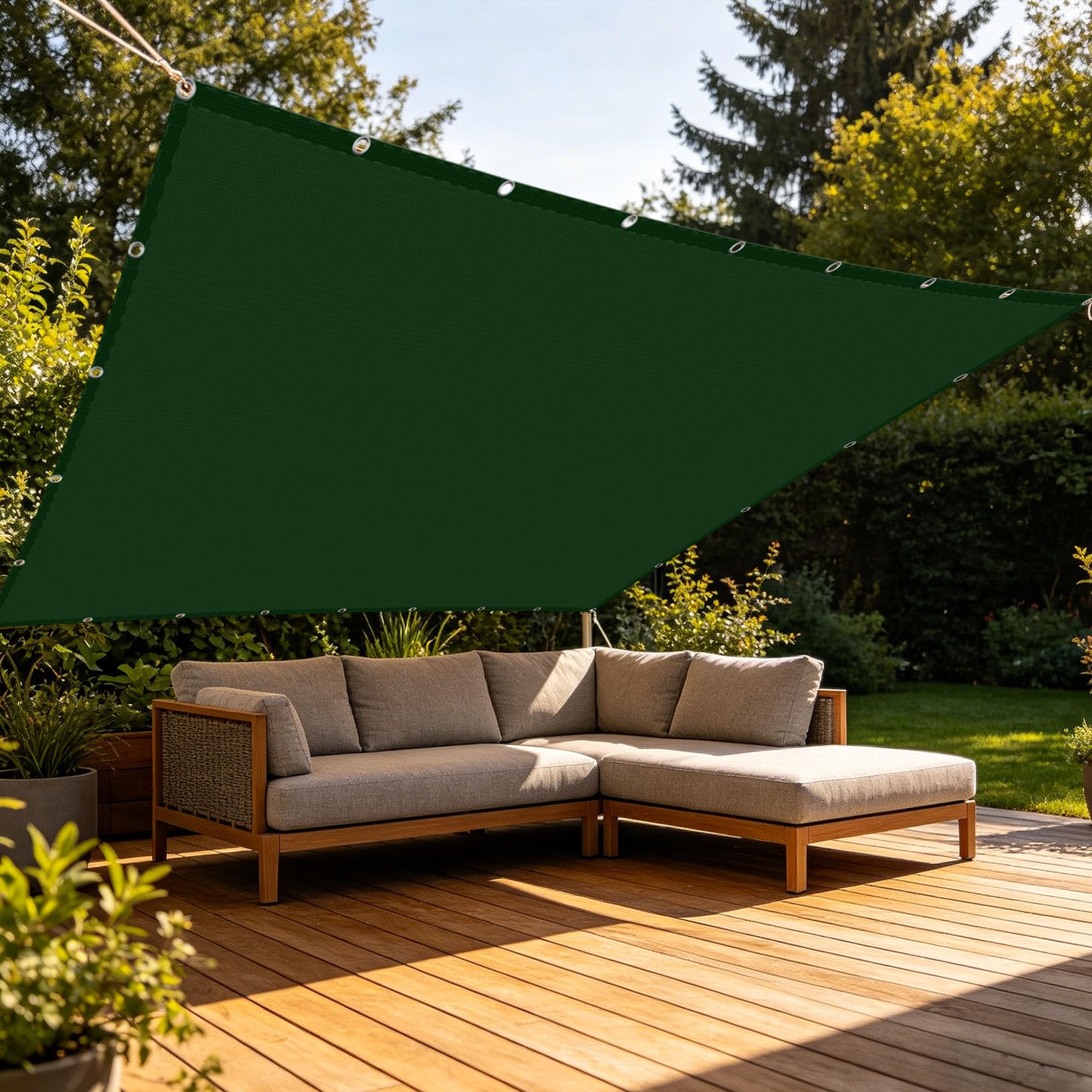 Voiles ombrages 1.5x2.6m protection UV et store de patio extérieur vert foncé jardin
