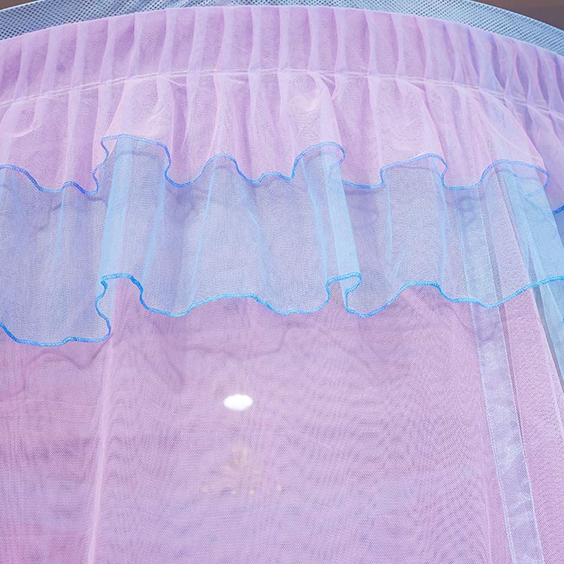 Dosel de cúpula Redonda, Cortinas de Cama, Cama de Princesa, Dosel de Red, mosquitera, Dosel de Cama, Cortina Colgante, Red para niños, cunas y Adultos,Pink Purple