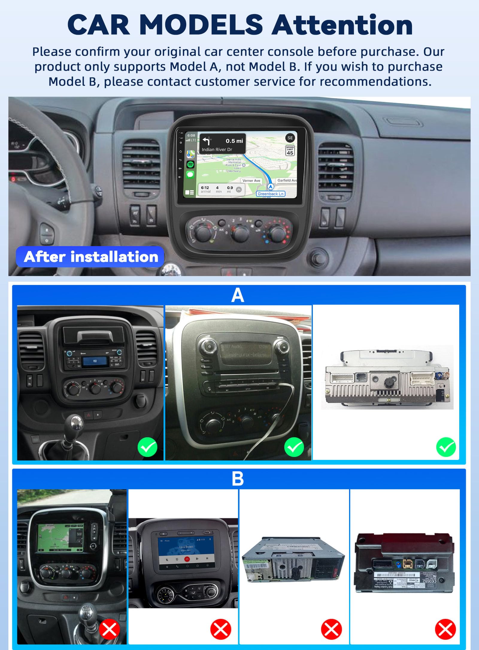 2G+64G GOHHDL Android Autoradio 2 Din für Renault Traffic 3 2014-2021 / Opel Vivaro B 2014-2018 mit Navi Carplay Android Auto, 9 Zoll Touch Radio mit GPS Navi WiFi Bluetooth FM/RDS SWC Rückfahrkamera
