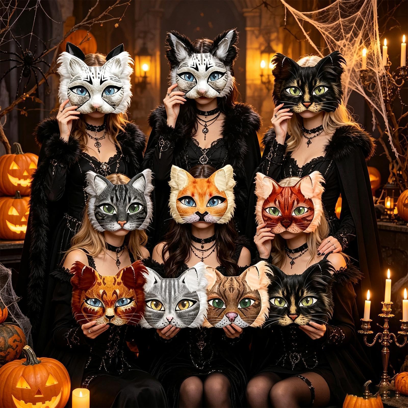 Kit Maschera Gatto Maschera Vuota Da Colorare Con Colori, Rete Per Occhi, | 124 Pezzi Base Maschera Animale per Halloween, Cosplay, Masquerade, Natale e Carnevale