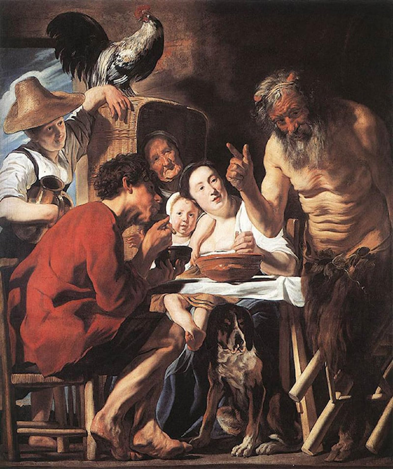 SERENDIPITP Retro Picture Poster Wall Art Pictures Painting Satyr and Peasant by Jacob Jordaens Wall Art Canvas Print for Wall Decor 60x90cm