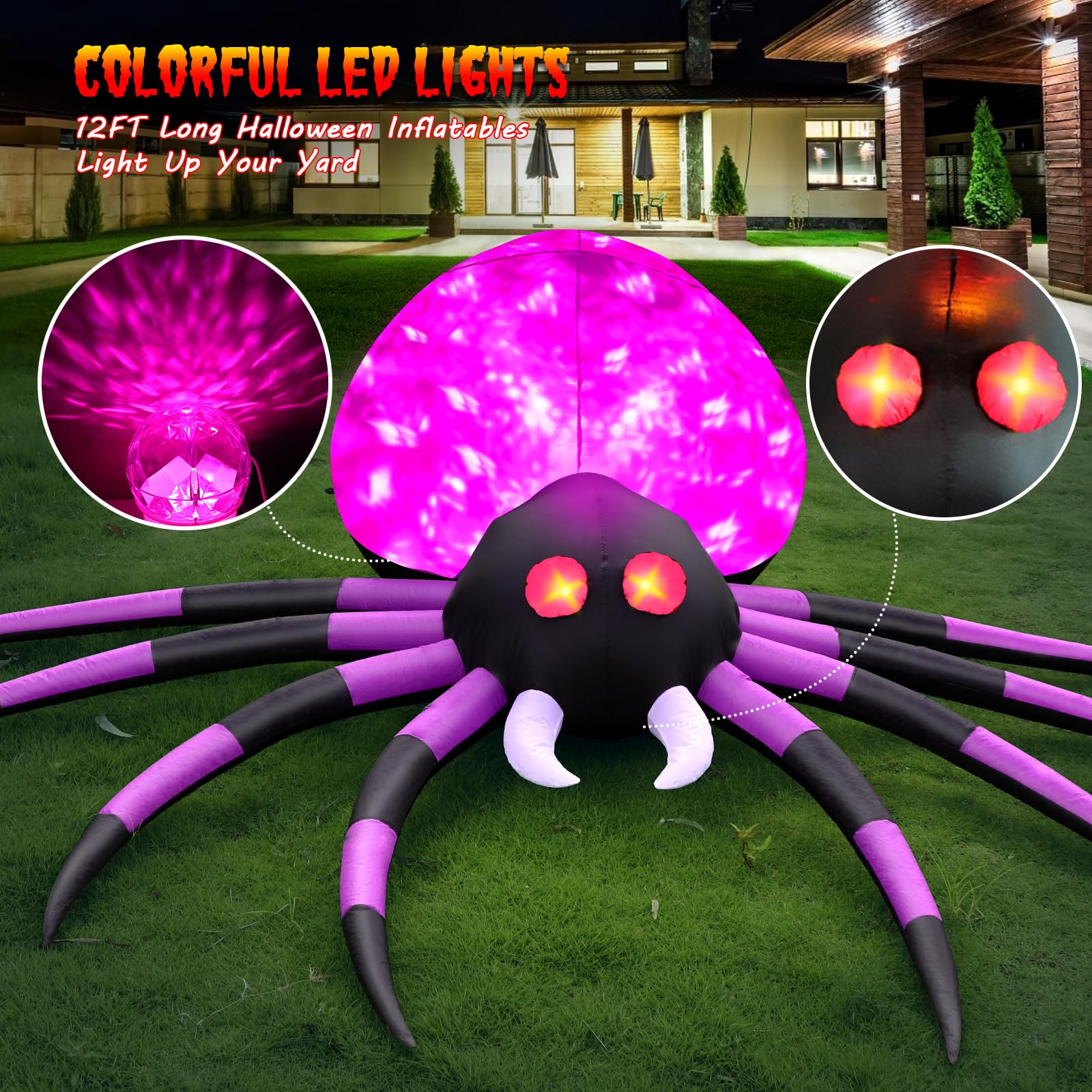 Snapklik.com : FunFanso 12 FT Halloween Inflatable Spider Outdoor