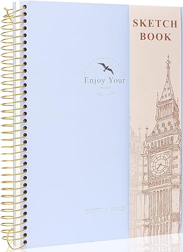 Miniatura 1 de Cuaderno de bocetos de tapa dura para dibujar de 8.5 x 11 pulgadas, cuaderno de bocetos en espiral para adultos, mujeres y niños con 3.53 ozm, 68