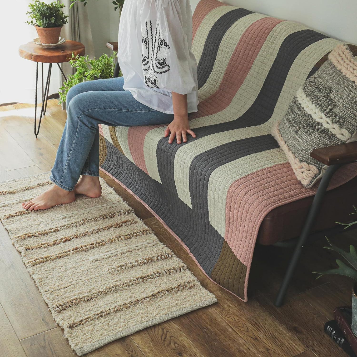 パッチワーク ベットカバー ハンドメイド マルチカバー マルチカバー