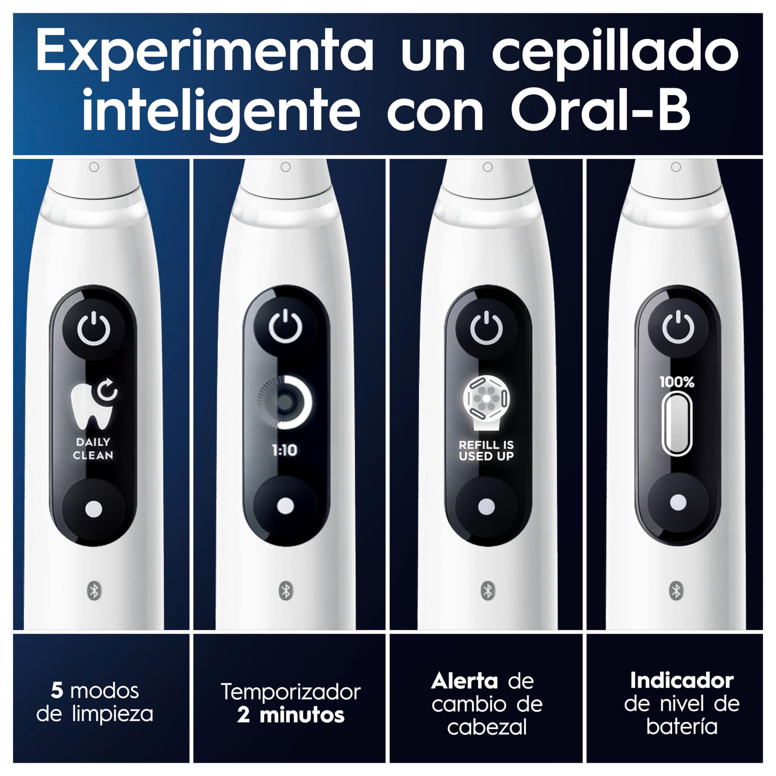 Oral-B iO 7N Cepillo De Dientes Eléctrico Blanco Inteligente Bluetooth, 2 Cepillos, 1 Estuche De Viaje