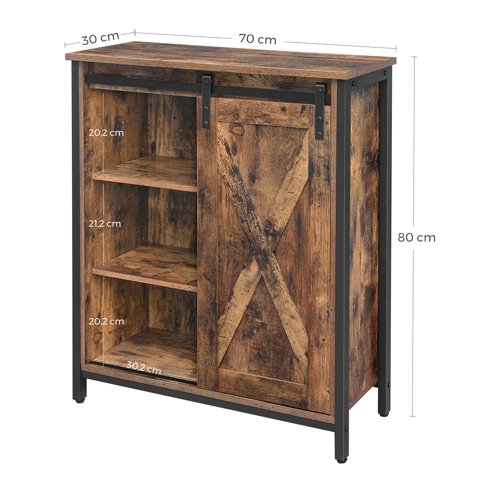 Vasagle Vintage industrieel dressoir met schuifdeur, verstelbare planken