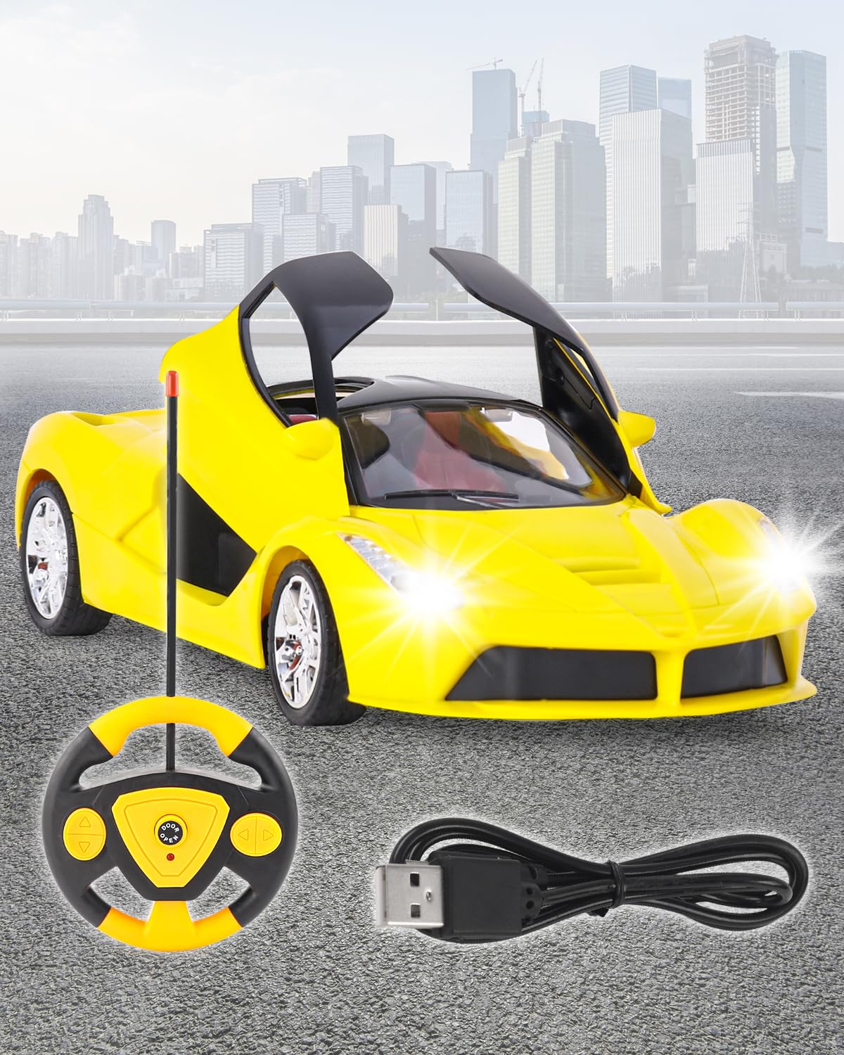 Play Nation Premium 1:16 Scale Remote Control Racing Car with Openable Doors & Rechargeable Battery|Fun & Exciting High-Speed RC Vehicle With Realistic Design for Kids|Best Gift for Boys&Girls |Yellow (B0CHX1LPSX) Amazon Price History, Amazon Price Tracker