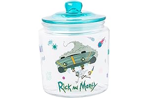 Rick and Morty Space Invader Glass Jar with Lid, 6 Inches